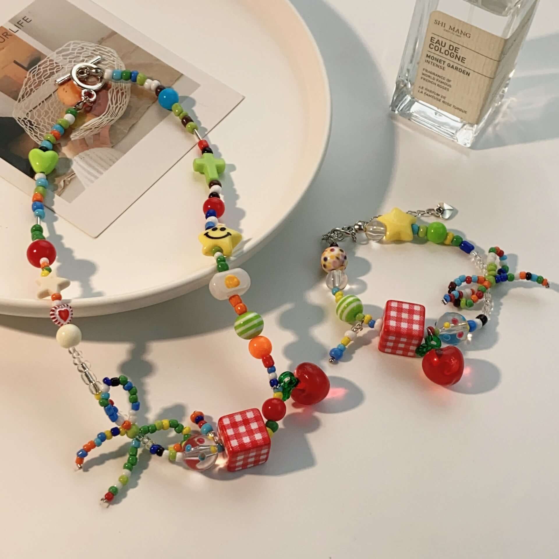 Y2K Mushroom Beaded Bracelet for Women - Colorful Boho Summer Festival Jewelry - Perfect for Music Festivals, Beach Parties, and Carnival Outfits