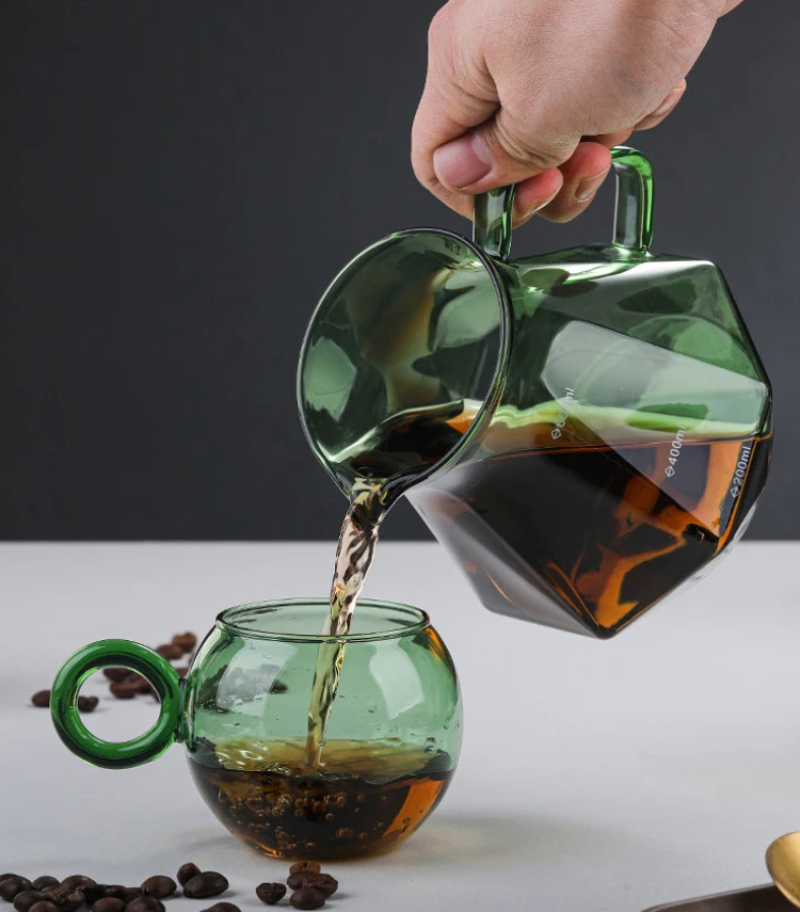 Orbit Ring Glass Mug - 16oz Clear Glass Coffee Cup with Handle, Perfect for Hot & Cold Drinks - Ideal for Home, Office, and Cafe Use