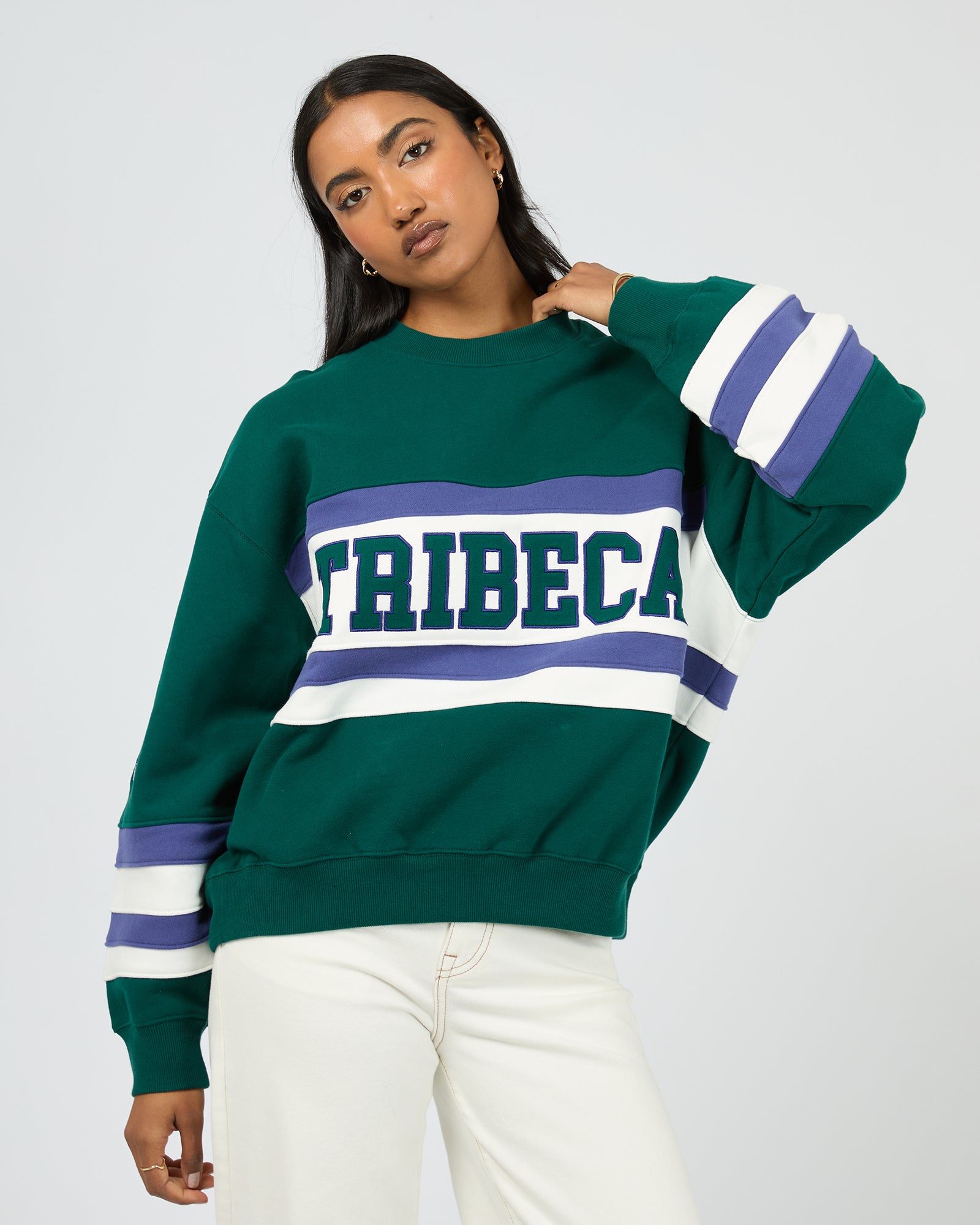All About Eve Tribeca Box Crew Sweatshirt - Forest Green | Cozy Women's Pullover for Casual Wear & Loungewear