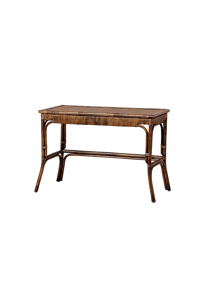 Dark Brown Rattan Console Table - Elegant Entryway & Hallway Furniture for Home Decor - Perfect for Living Room, Bedroom, or Office