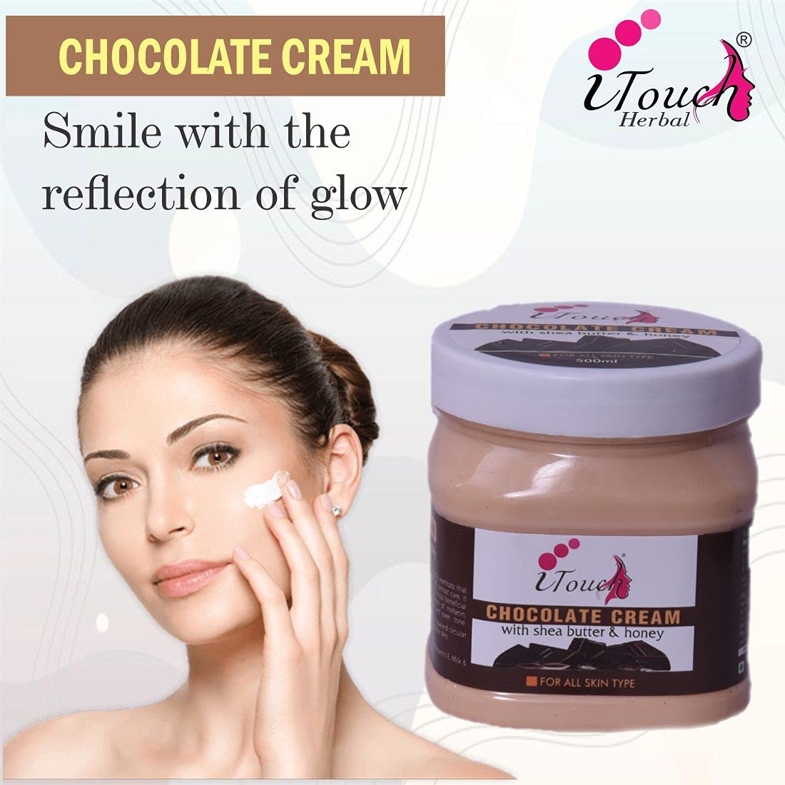 I TOUCH HERBAL Chocolate Cream - Deep Moisturizing, Brightening & Nourishing Face & Body Cream (500ml) for Dry Skin Care, Night Routine & Spa Treatment