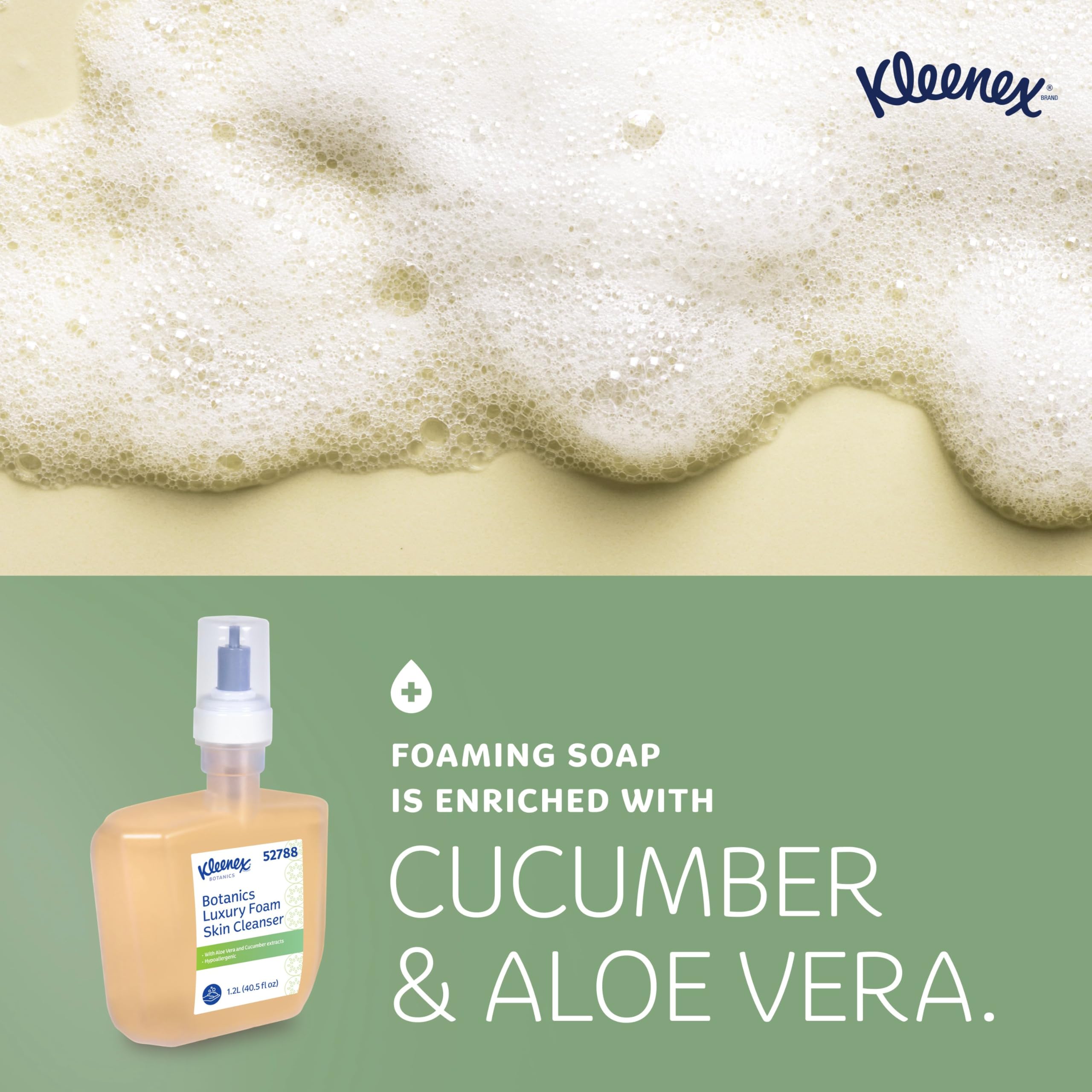 Kleenex Professional Botanics Luxury Foam Skin Cleanser (52788) - 1.2L Foaming Hand Soap Refill for Kimberly-Clark ICON & Scott Dispensers - Clear Formula with Fresh Scent - 4 Pack - Perfect for Offices, Restaurants & Public Restrooms