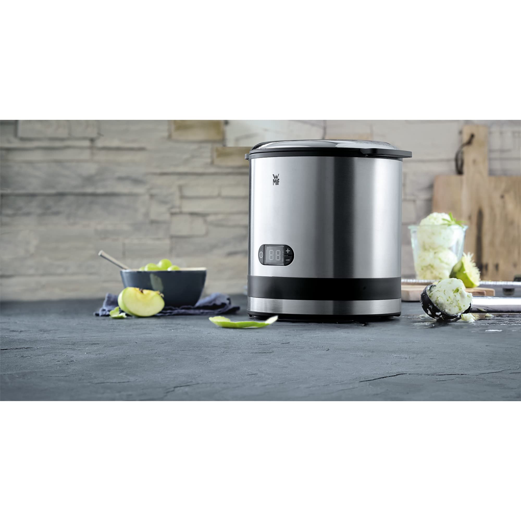 WMF 3-in-1 Ice Cream Maker Machine with 1.5L Capacity, Stainless Steel Silver (37.5 x 22 x 37.5 cm) - Perfect for Homemade Gelato, Sorbet & Frozen Yogurt | Kitchen & Party Dessert Maker