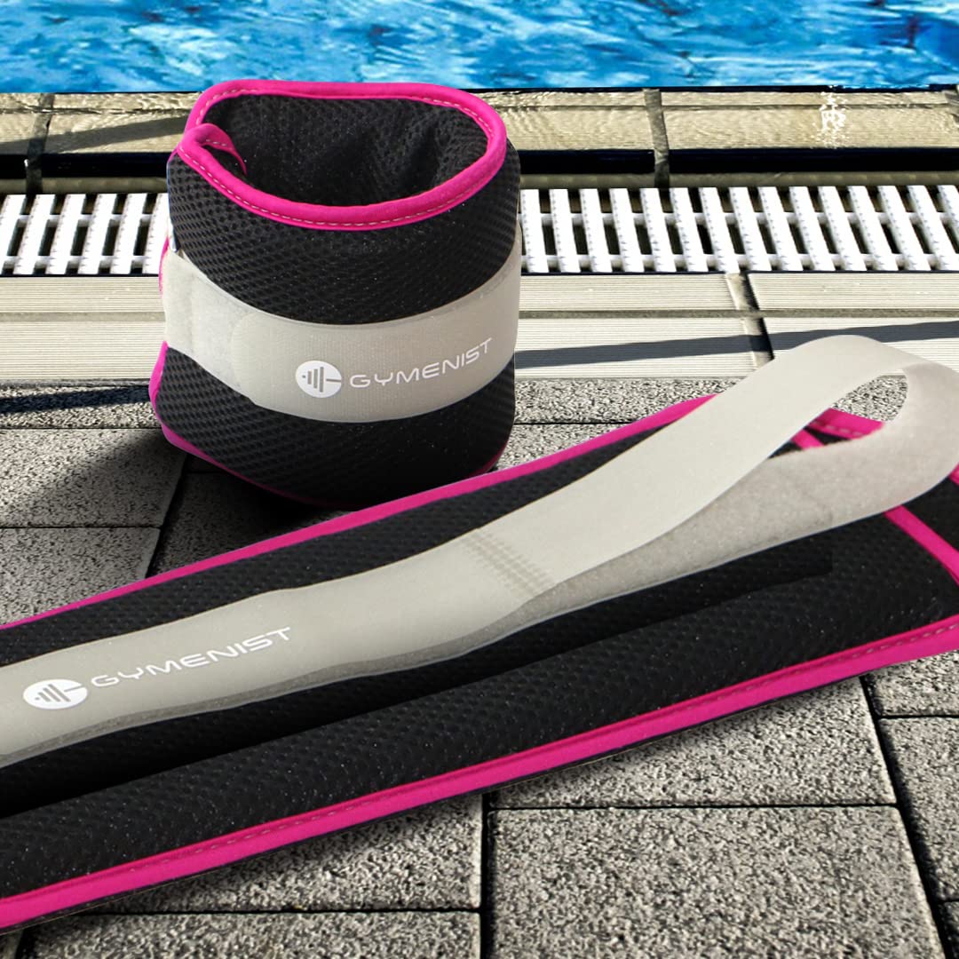 Gymenist Adjustable Waterproof Ankle Weights for Swimming, Aqua Fitness, Water Aerobics & All Water Sports Activities