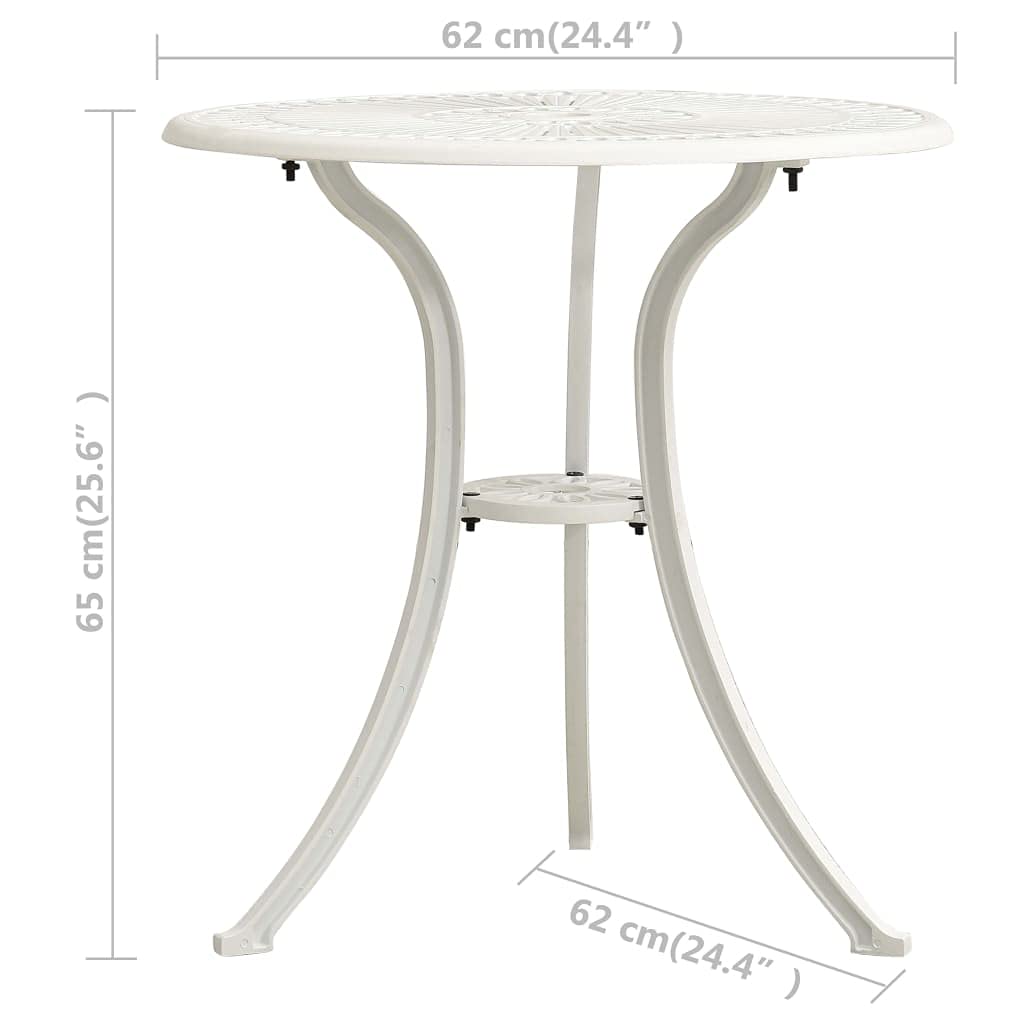 Antique Bronze 3-Piece Aluminum Bistro Set - Outdoor Patio Table & Chairs with Umbrella Hole - Durable Cast Aluminum Furniture for Yard, Balcony, Garden or Poolside Dining - Weather-Resistant White Finish