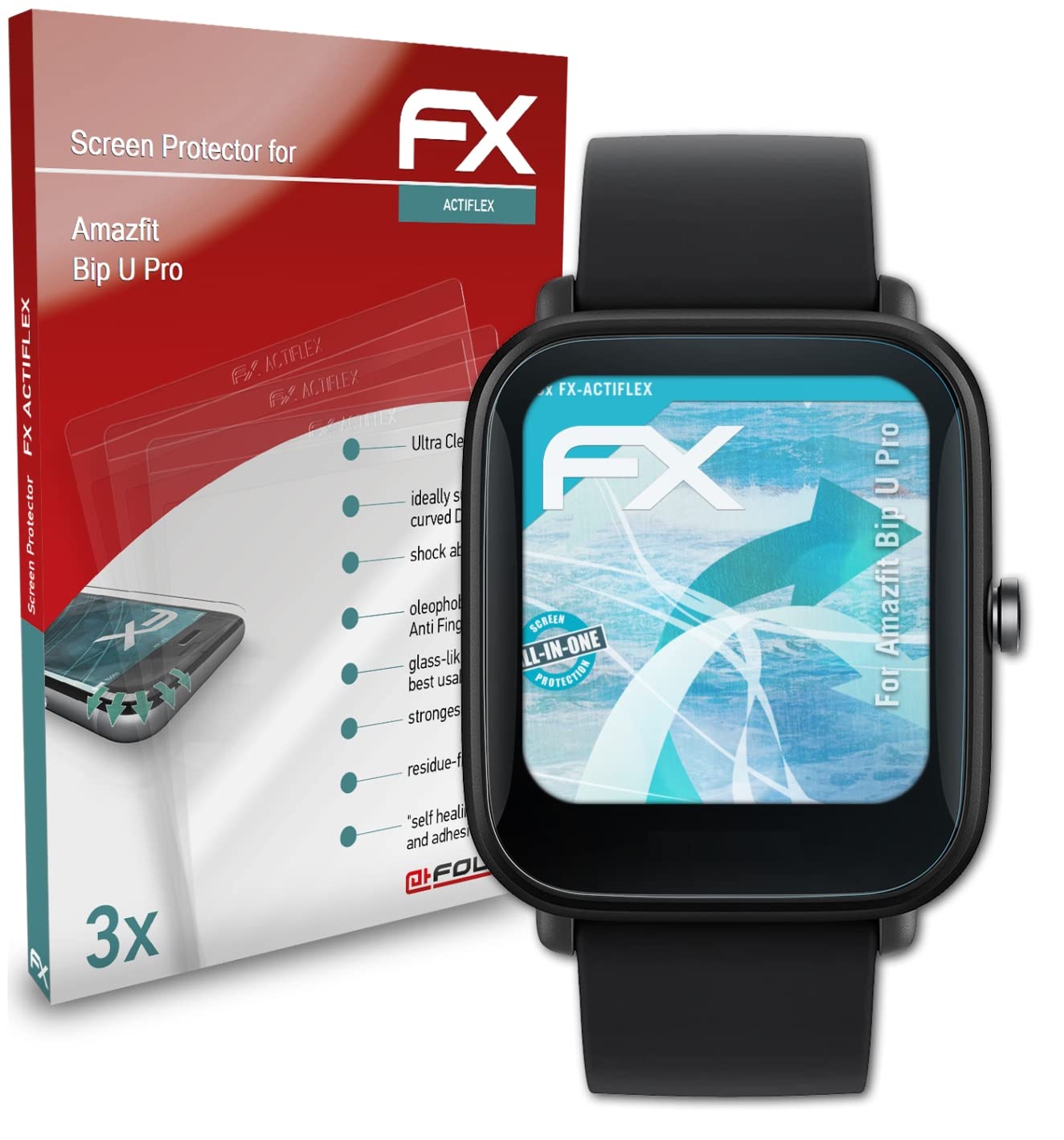 Amazfit Bip U Pro Screen Protector - 3 Pack Ultra Clear Flexible Film Protector for Smartwatch | Scratch Resistant, Anti-Fingerprint | Perfect for Workouts, Outdoor Activities & Daily Use