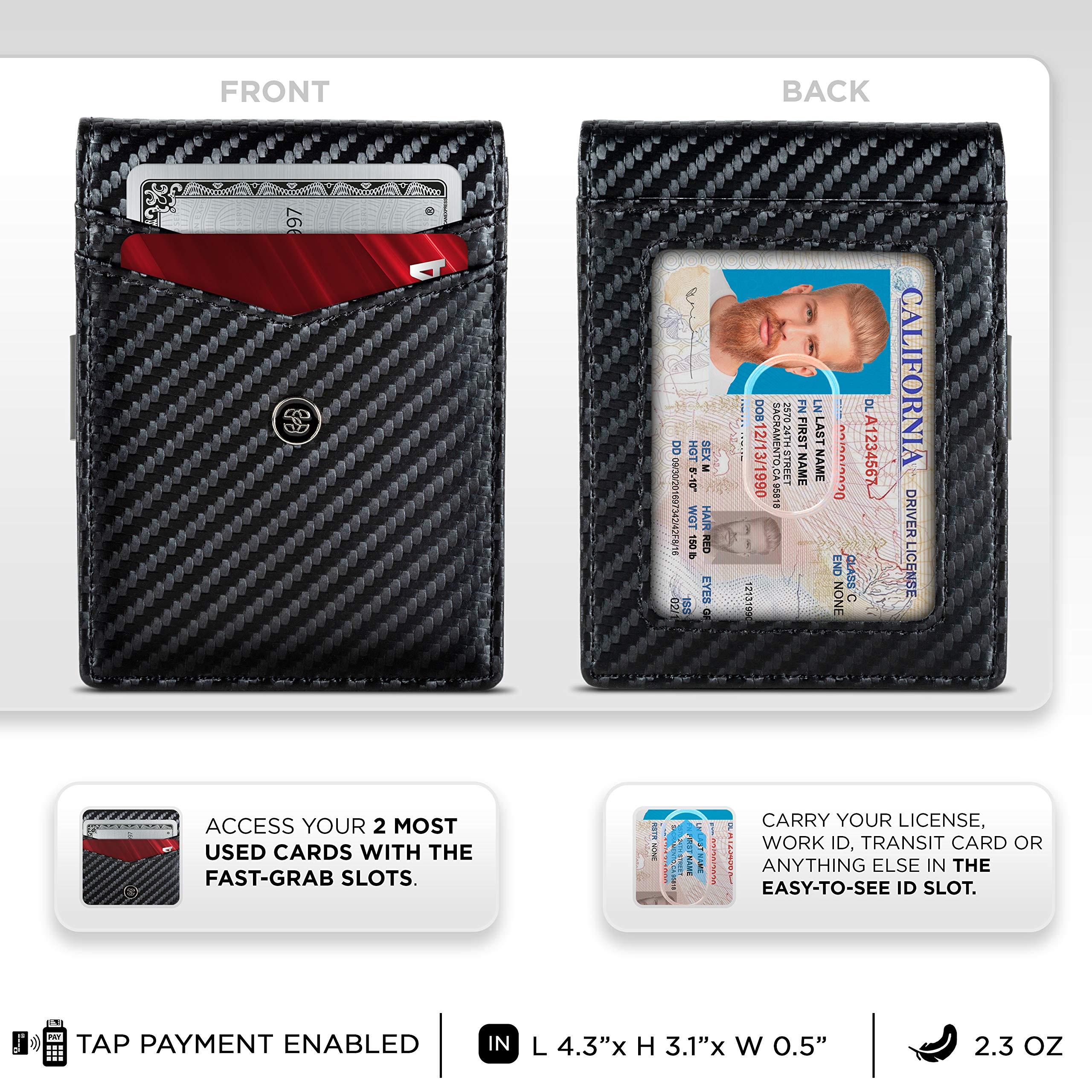 Suavell Genuine Leather Slim Wallets for Men - RFID Blocking Minimalist Front Pocket Wallet with Money Clip & Card Holder - Perfect for Everyday Carry, Travel, and Business Use