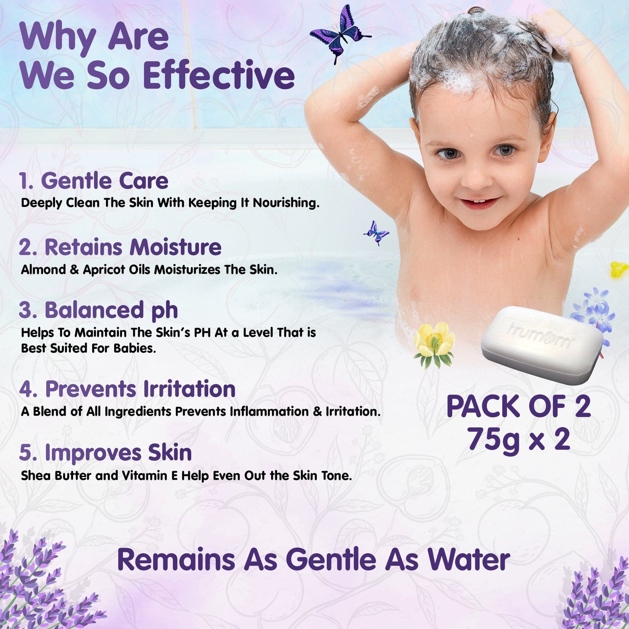 Organic Baby Soap Bar - Gentle Cleansing, Toxin-Free & pH Balanced for Sensitive Skin | Safe Certified, Made in USA | Pack of 2 | Perfect for Newborns & Toddlers Bath Time (Expiry March 2024)
