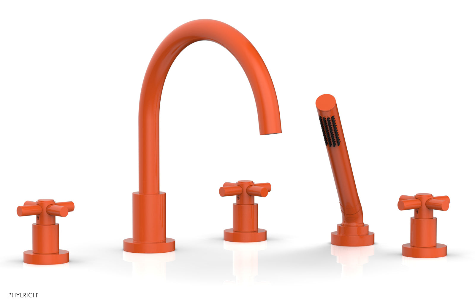 Premium BASIC Deck Tub Set with Hand Shower - Tubular Cross Handles D2134C1 | Modern Bathroom Faucet for Sink, Bathtub & Shower Installation | Perfect for Home Renovation & Spa-Like Experience