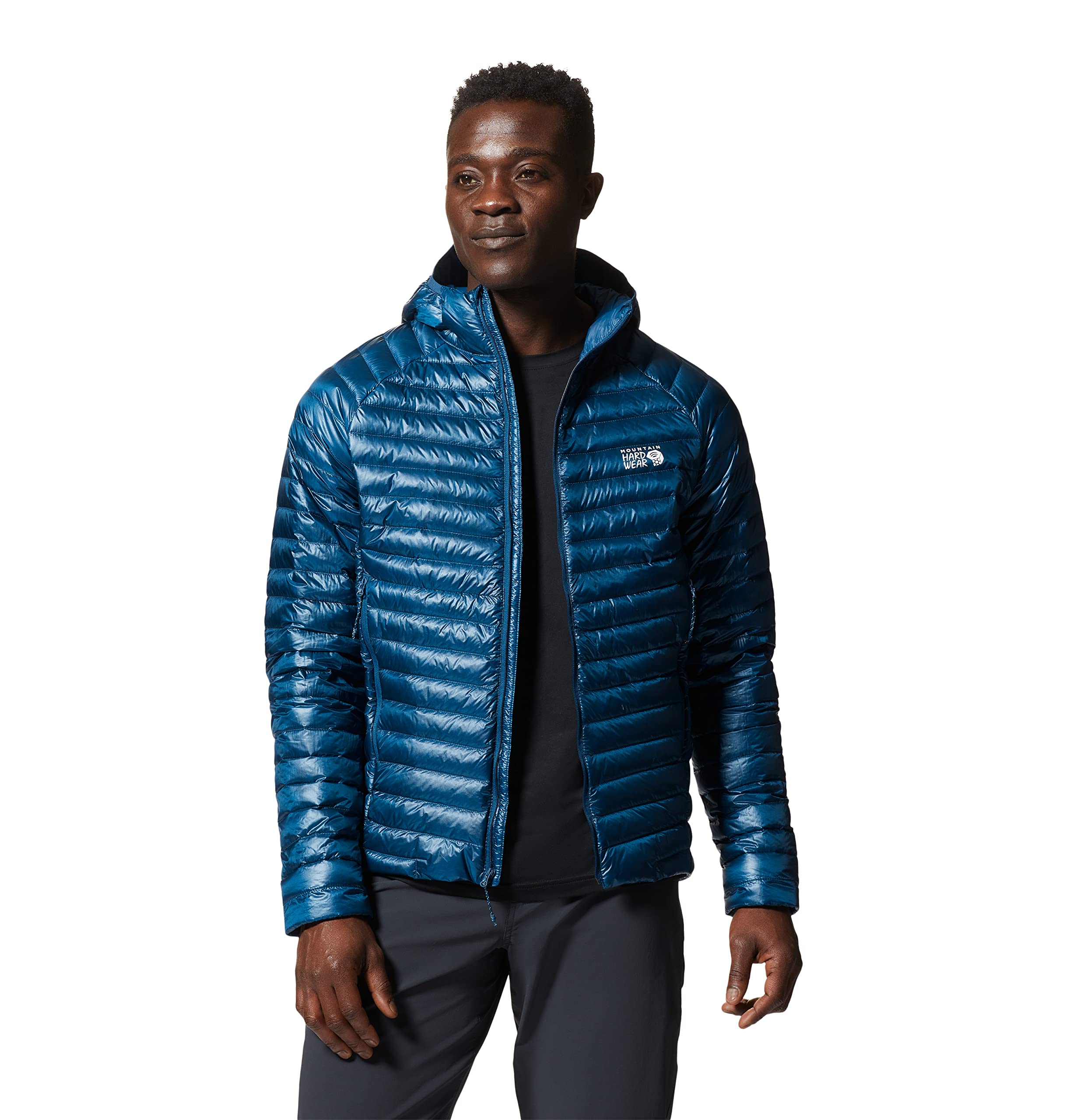 Mountain Hardwear Men's Ghost Whisperer/2 Hoody - Ultralight Down Jacket for Hiking & Camping - Dark Caspian - X-Large - Perfect for Outdoor Adventures & Cold Weather