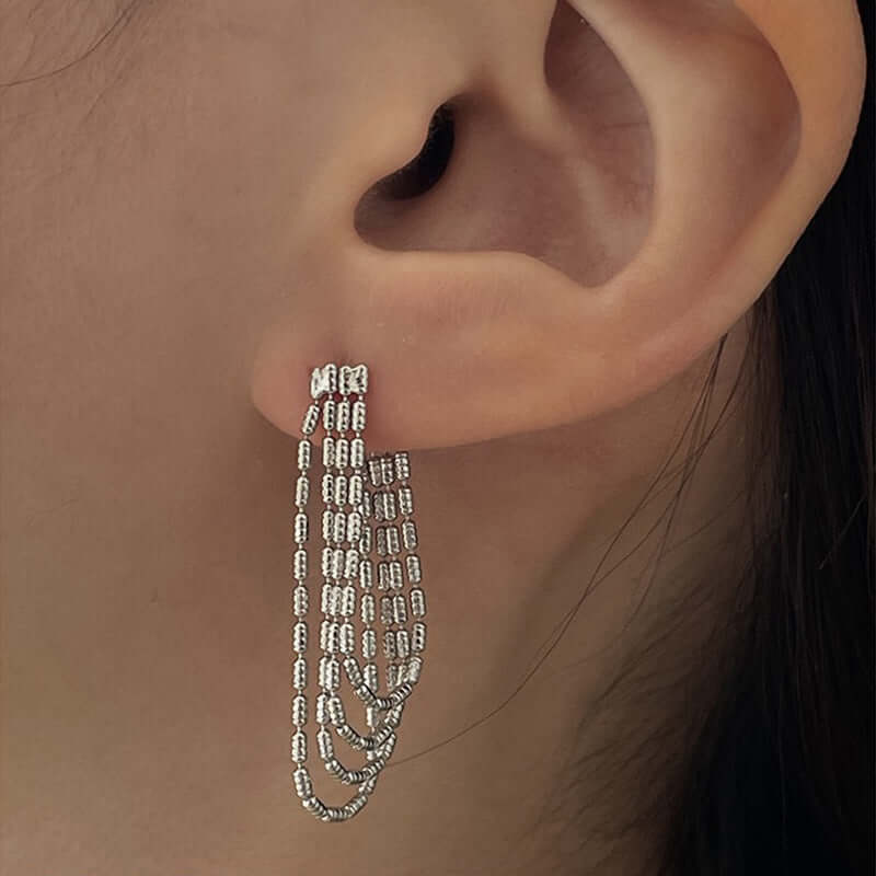 Elegant Gold and Silver Tassel Chain Drop Earrings QT2011 for Women | Fashion Dangle Earrings for Party, Wedding & Evening Occasions