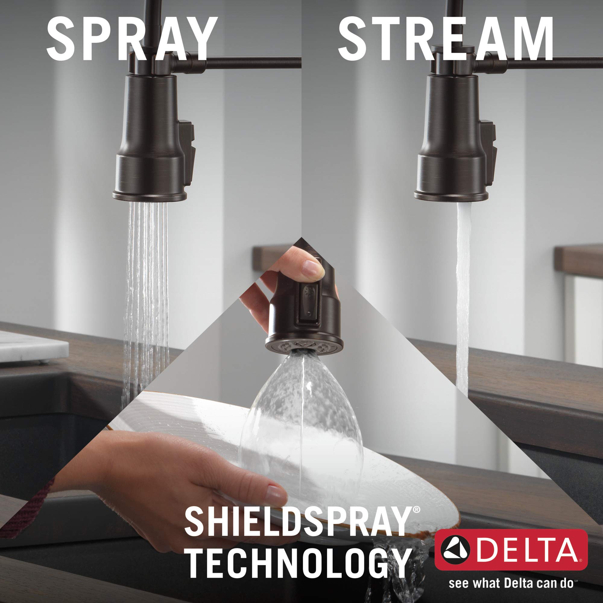 Delta Faucet Theodora Pro Commercial Style Kitchen Faucet with Pull Down Sprayer - Oil Rubbed Bronze Finish - High Arc Spring Faucet for Modern Kitchens - Perfect for Restaurants & Home Chefs (Model 18804Z-RB-DST)