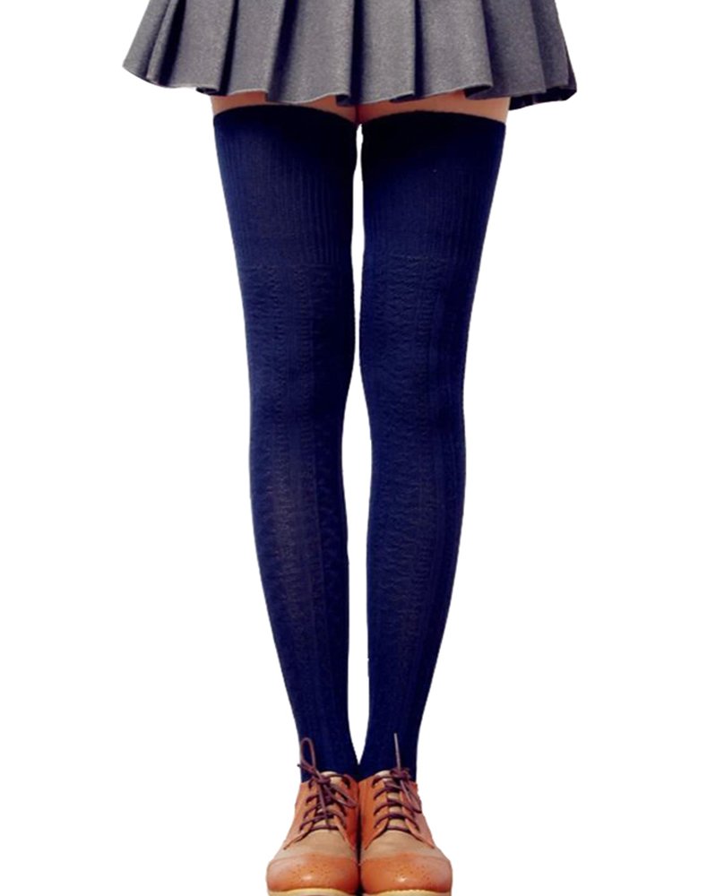 LSHARON Women's Over the Knee Thigh High Stockings - Soft Knit Crochet Socks Leg Warmers for Winter, Fashionable Boot Toppers & Casual Outfits