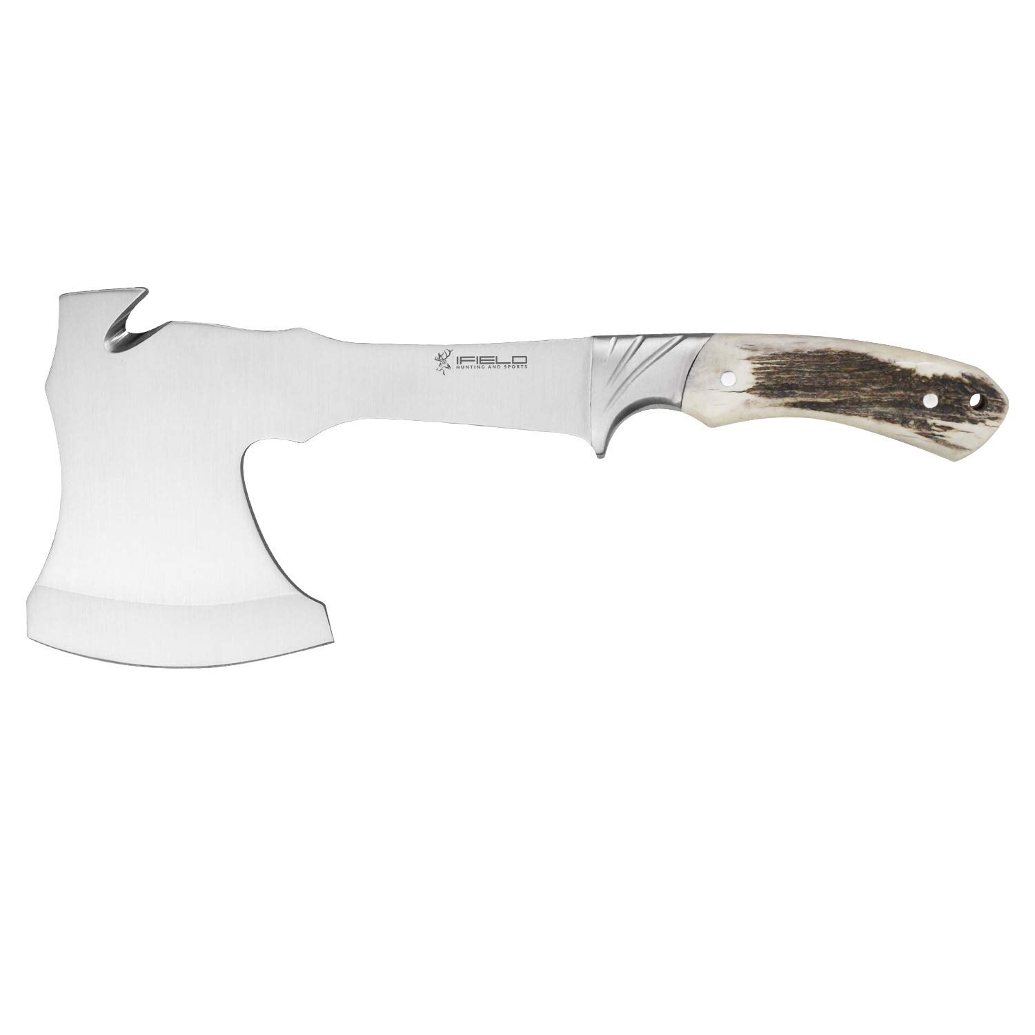 iFIELD Survival Axe - 6.6 Inch Stainless Steel Blade, 11.4 Inch Overall - Camping Axe with Leather Sheath for Outdoor Activities, Hiking, Fishing & Hunting | Perfect for Campers, Adventurers & Survivalists