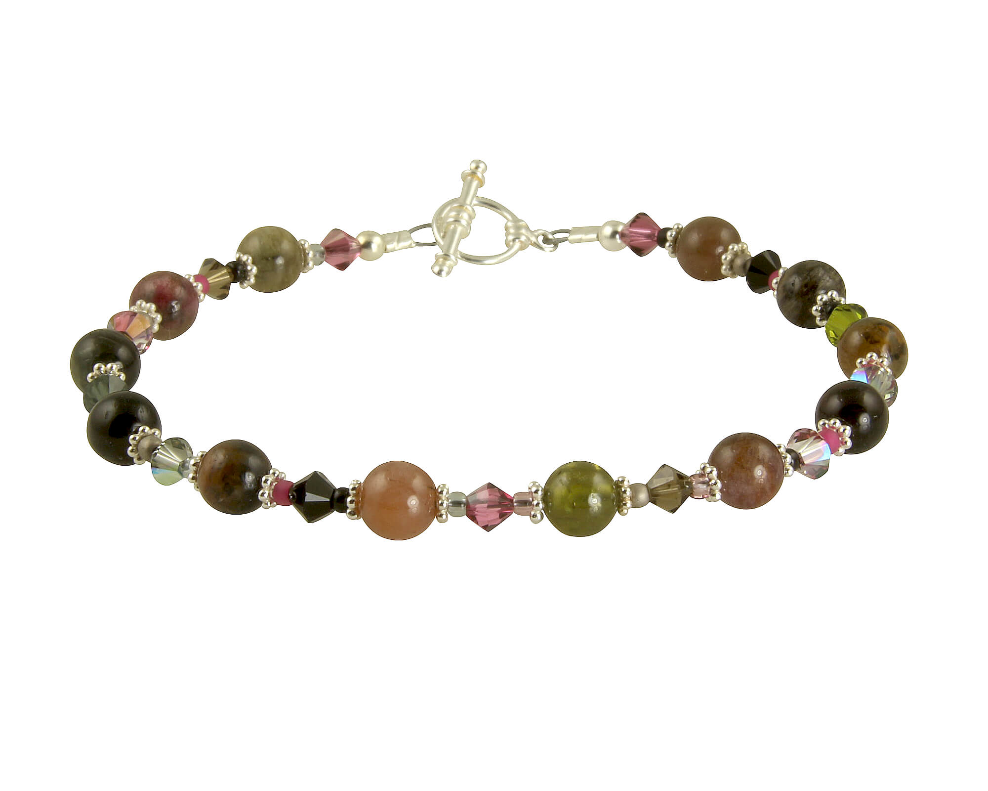 Pink Tourmaline Gemstone Bracelet for Women - Sterling Silver Adjustable Healing Crystal Jewelry - Perfect for Meditation, Yoga & Spiritual Gifts
