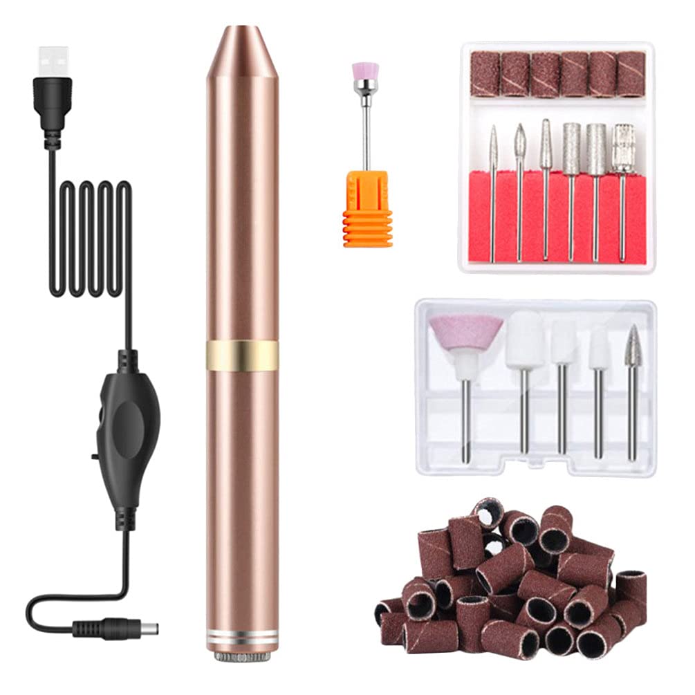 Beaupretty Portable Electric Nail Drill - Professional USB Rechargeable Manicure Kit with 6 Sanding Bands & LED Light for At-Home Nail Care, Salon Quality Pedicure & Gel Polish Removal