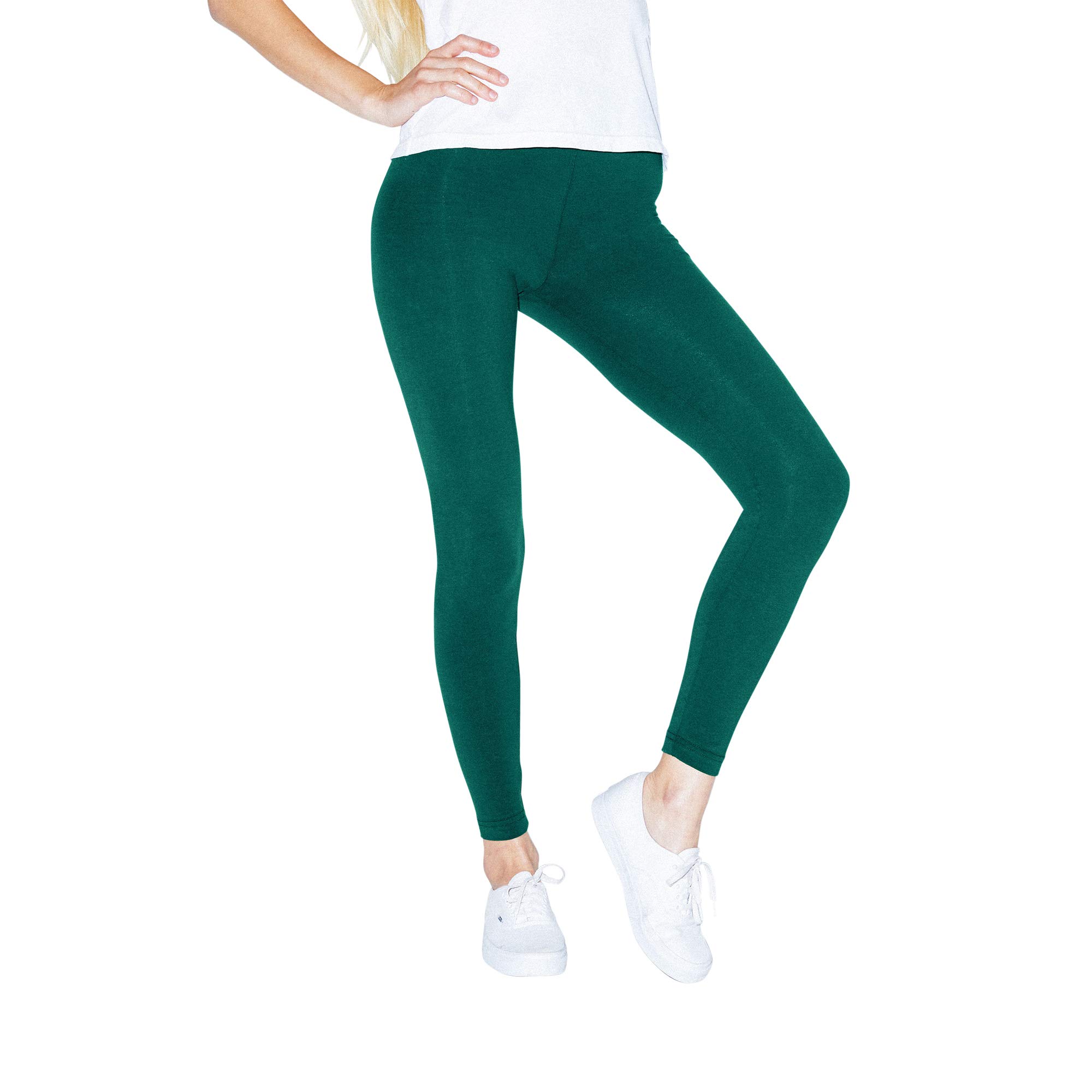American Apparel Women's Cotton Spandex Jersey Leggings - High Waist Stretchy Yoga Pants for Workout, Running & Lounge Wear