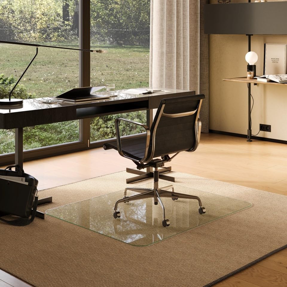Premium Clear Tempered Glass Chair Mat for Office Desk - 42