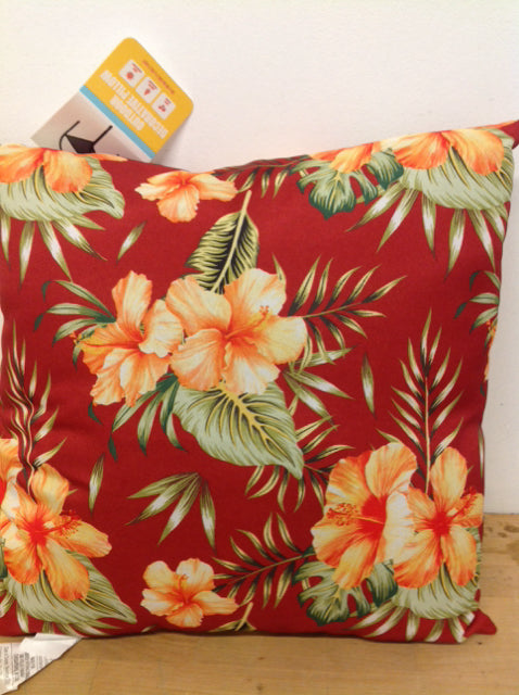 16-Inch Outdoor Orange Tropical Pillow - Perfect for Patio, Poolside & Beach Lounging