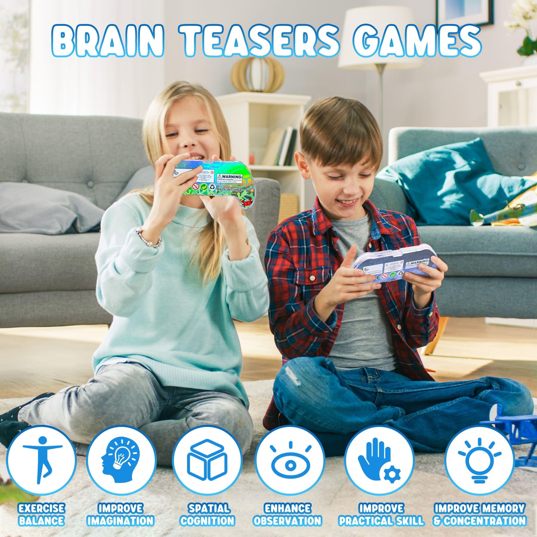 SEVENKA 2 Pack 3D Maze Puzzle Games for Kids Ages 3-8 - Brain Teaser Gravity Ball Game Toys for Children & Adults - Educational STEM Learning Toys for Family Game Night & Travel Activities