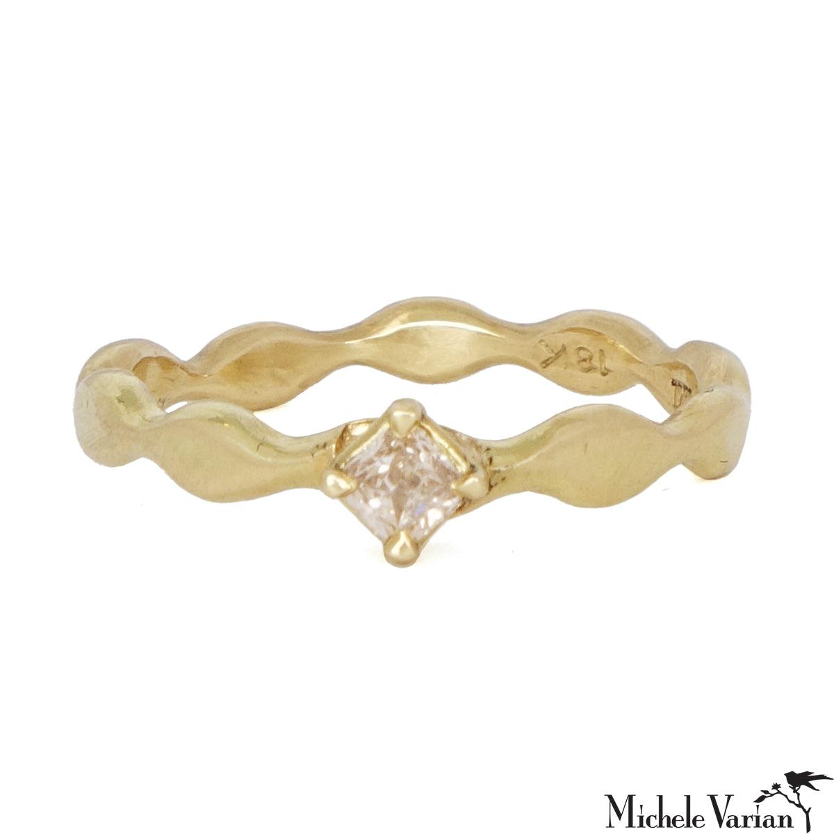 Exquisite Champagne Diamond Wave Ring for Women - Elegant Stackable Band, 14K Gold Plated, Perfect for Engagement, Wedding, Anniversary & Everyday Wear