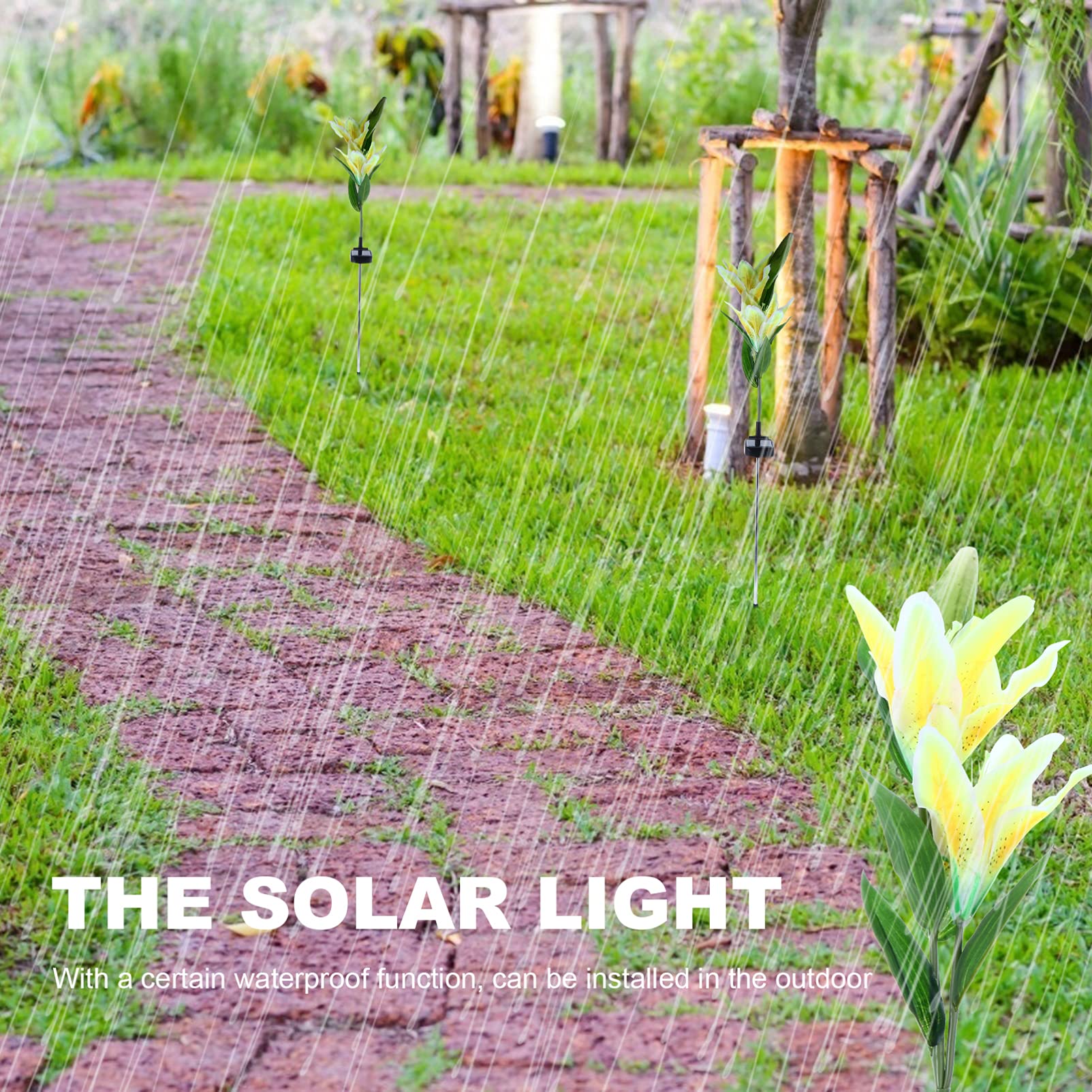 Uonlytech Solar Lily Garden Lights - 1 Pack Solar Stake Lamp, LED Solar Flower Light for Outdoor Decoration - Perfect for Garden, Pathway, Patio, and Yard Lighting