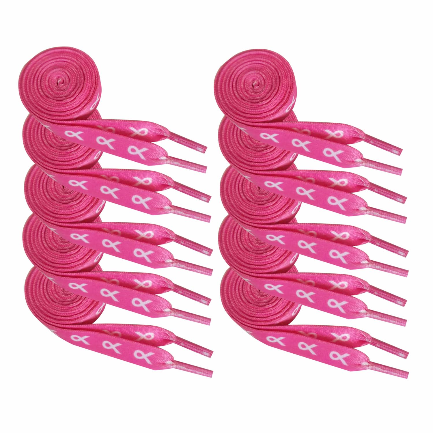 Pink Ribbon Shoelaces 45 Inch - Breast Cancer Awareness Shoelaces for Running, Marathons & Sneakers - Athletic Laces for Runners & Walkers - Show Support During Races, Walks & Everyday Wear