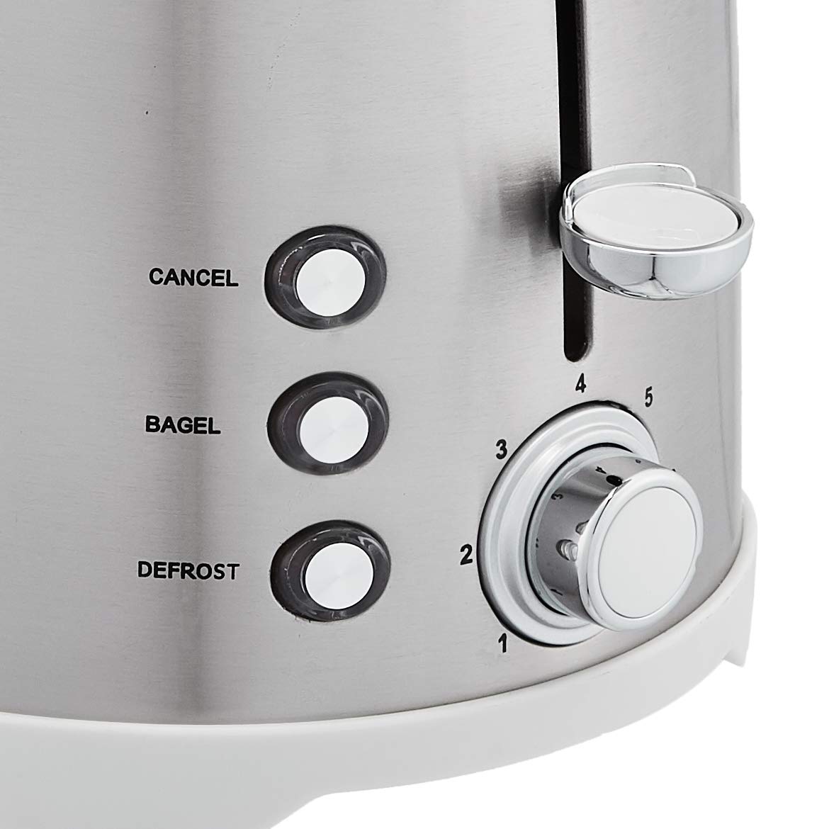 Amazon Basics 2-Slice Toaster - Stainless Steel, 6 Browning Settings, Extra Wide Slots for Bagels & Thick Breads, Removable Crumb Tray, Cancel Button, 800W, Brushed Silver - Perfect for Breakfast, Office, Dorms & Small Kitchens