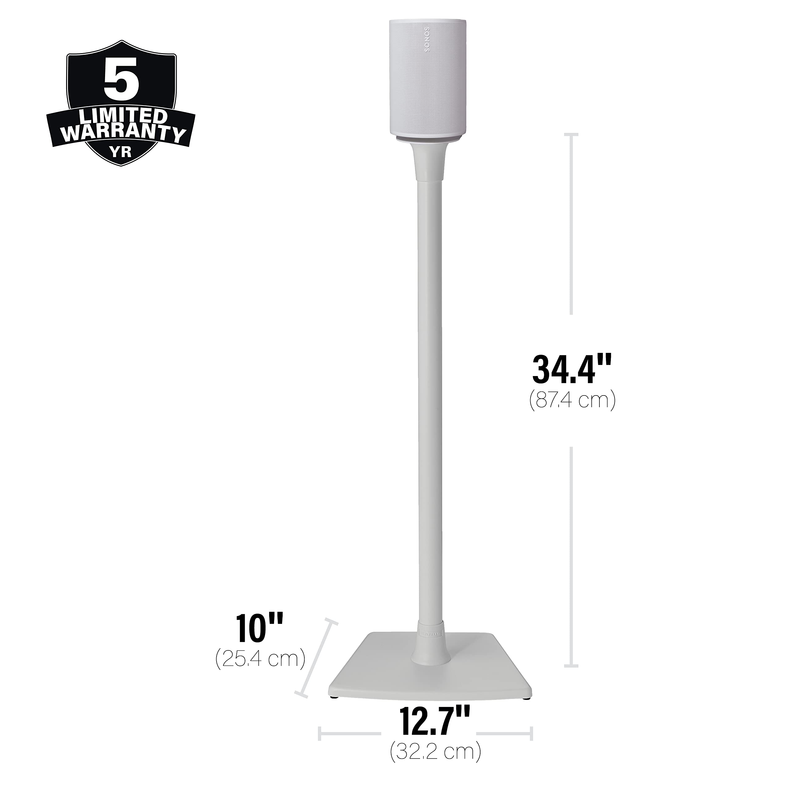 Sanus Wireless Speaker Stand for Sonos Era 100™ - Pair White | Premium Adjustable Height Speaker Stands for Secure Mounting | Perfect for Home Theater, Living Room & Office Audio Setup