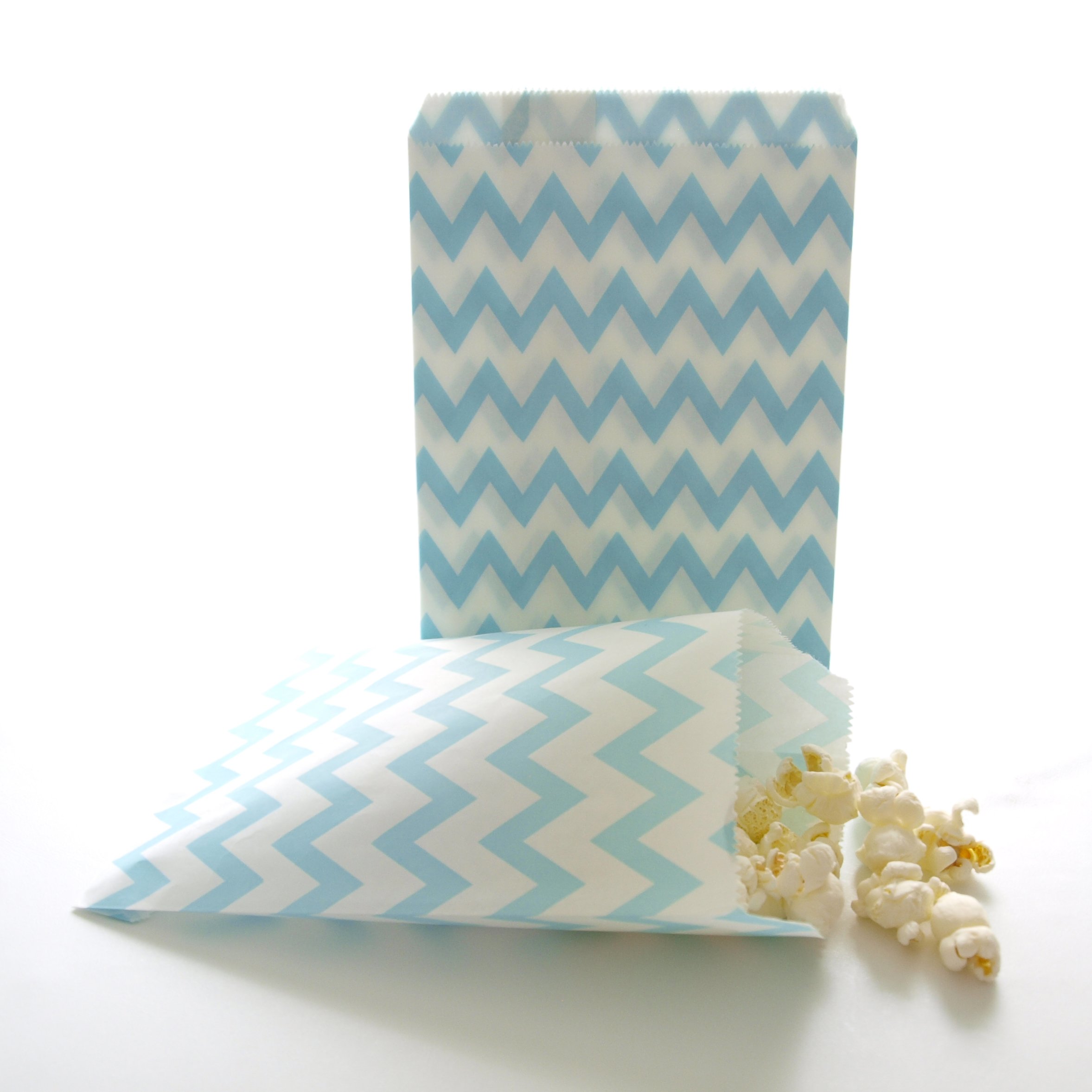 75 Pack Blue Candy Bags - Light Blue Striped, Polka Dot & Chevron Party Favor Bags for Birthday, Winter Frozen Snowflake Themed Events | Perfect for Baby Showers, Christmas Gifts & Goodie Bags