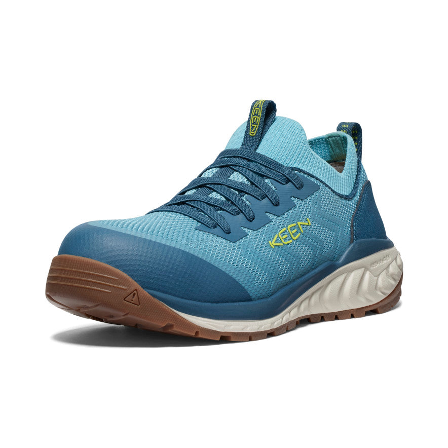 Women's Arvada Shift Work Sneaker - Carbon Toe Safety Shoes for Women | Comfortable Slip Resistant Work Shoes for Nurses, Waitresses & Healthcare Workers | Reef Waters/Legion Blue