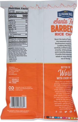 Lundberg Organic Rice Chips Santa Fe Barbecue Flavor - Gluten Free Snack, 6 Oz (Packaging May Vary) | Healthy Vegan Chips for Parties, Picnics & On-The-Go Snacking