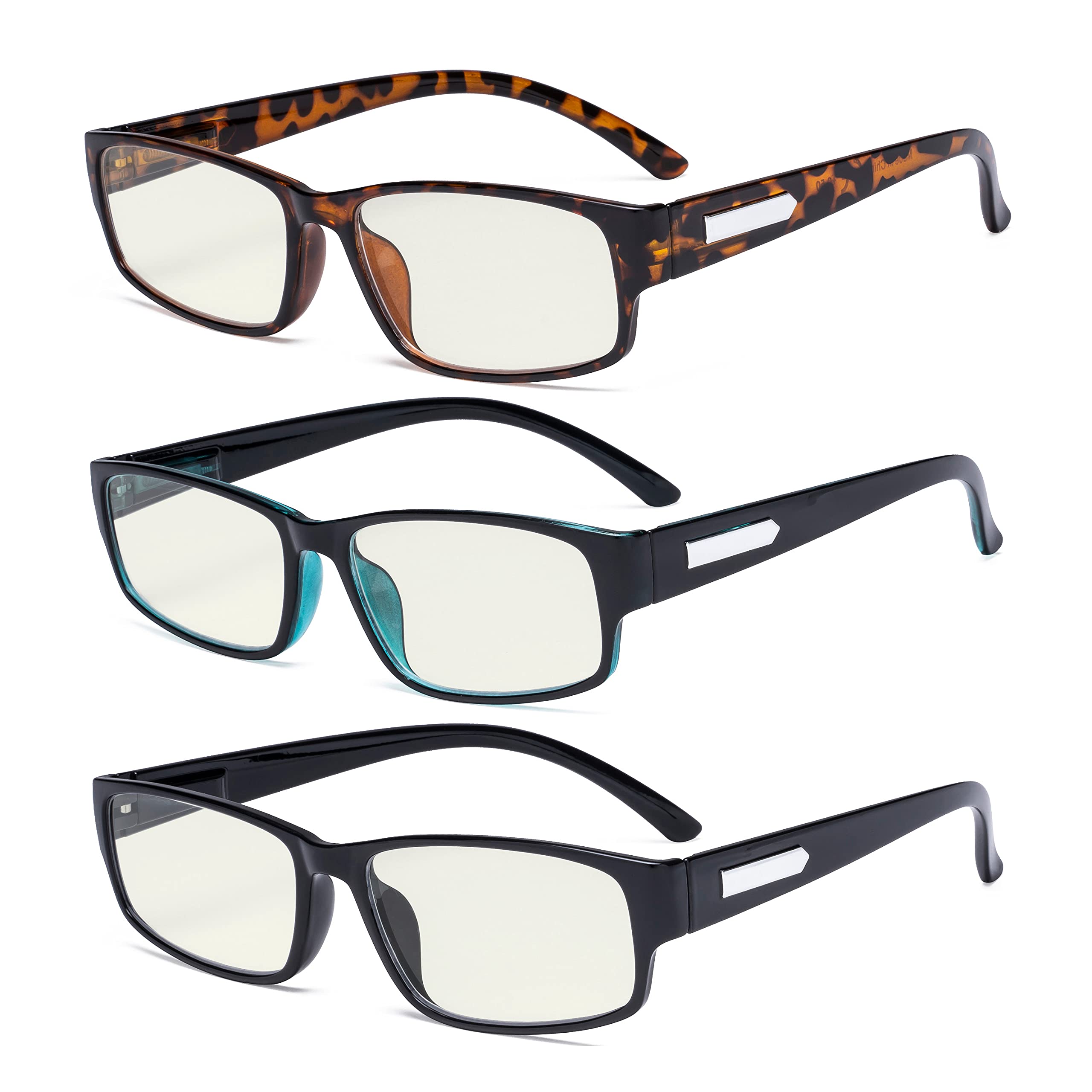 Eyekepper 3 Pack Blue Light Blocking Glasses for Men - Anti Glare Computer Glasses +2.50 Reading Magnification for Office, Gaming & Screen Time Protection