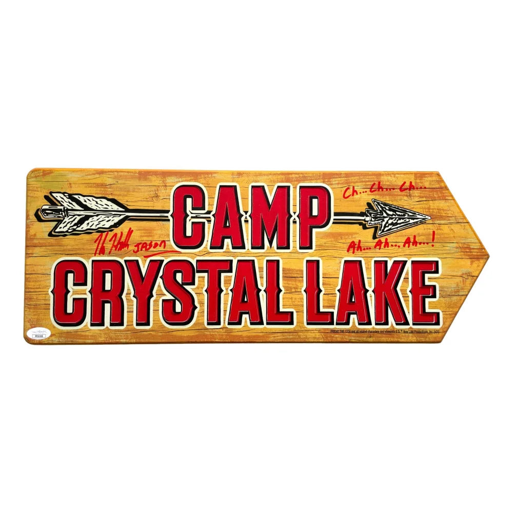 Kane Hodder Autographed Friday the 13th Jason Voorhees Crystal Lake Sign with 