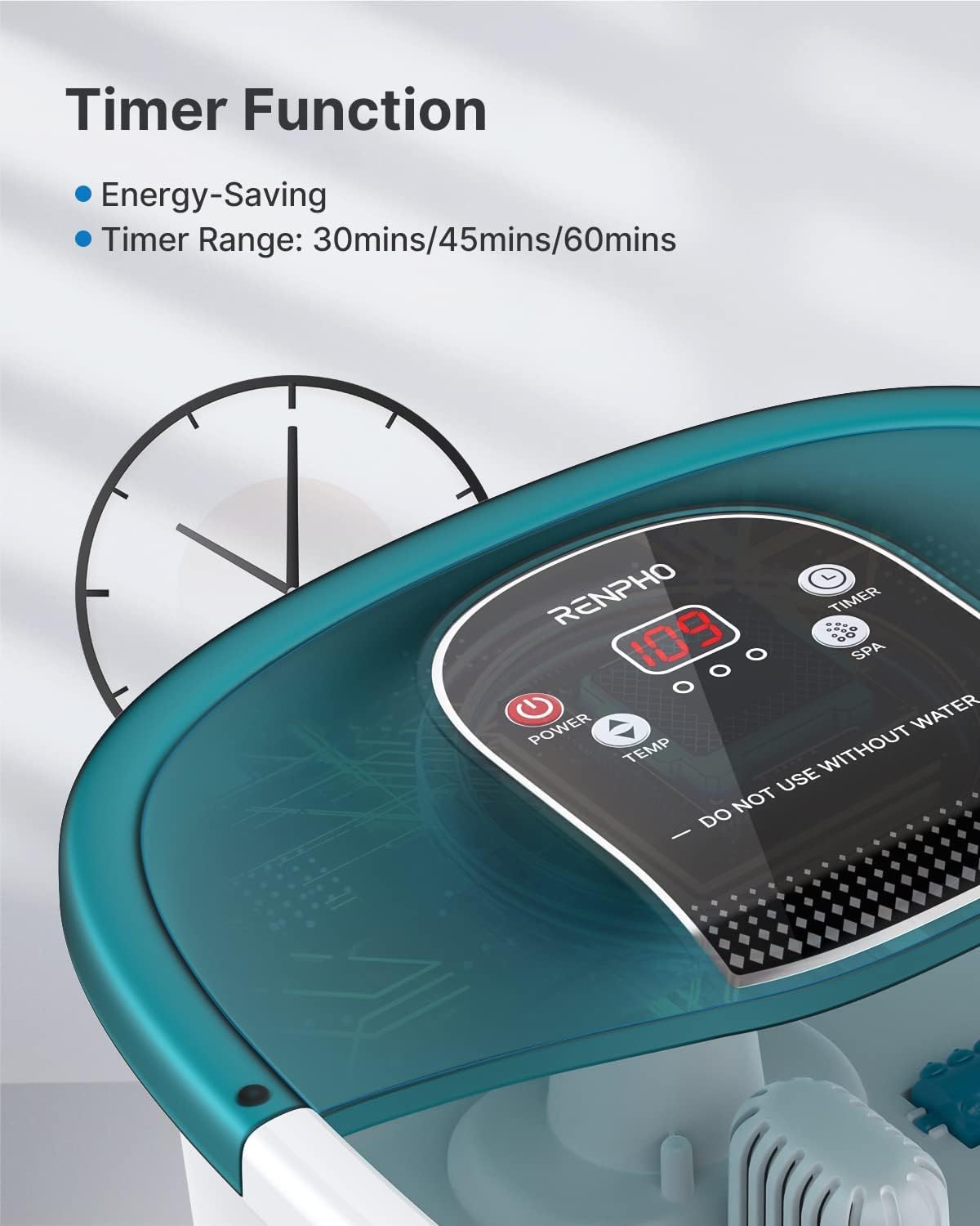 RENPHO Electric Foot Spa Massager with Heat, Shiatsu Rollers, Vibration & Bubbles - GFCI Protected Pedicure Foot Bath with Temperature Control & 22 Removable Massage Nodes - Perfect for Relaxation, Home Spa & Foot Care Therapy
