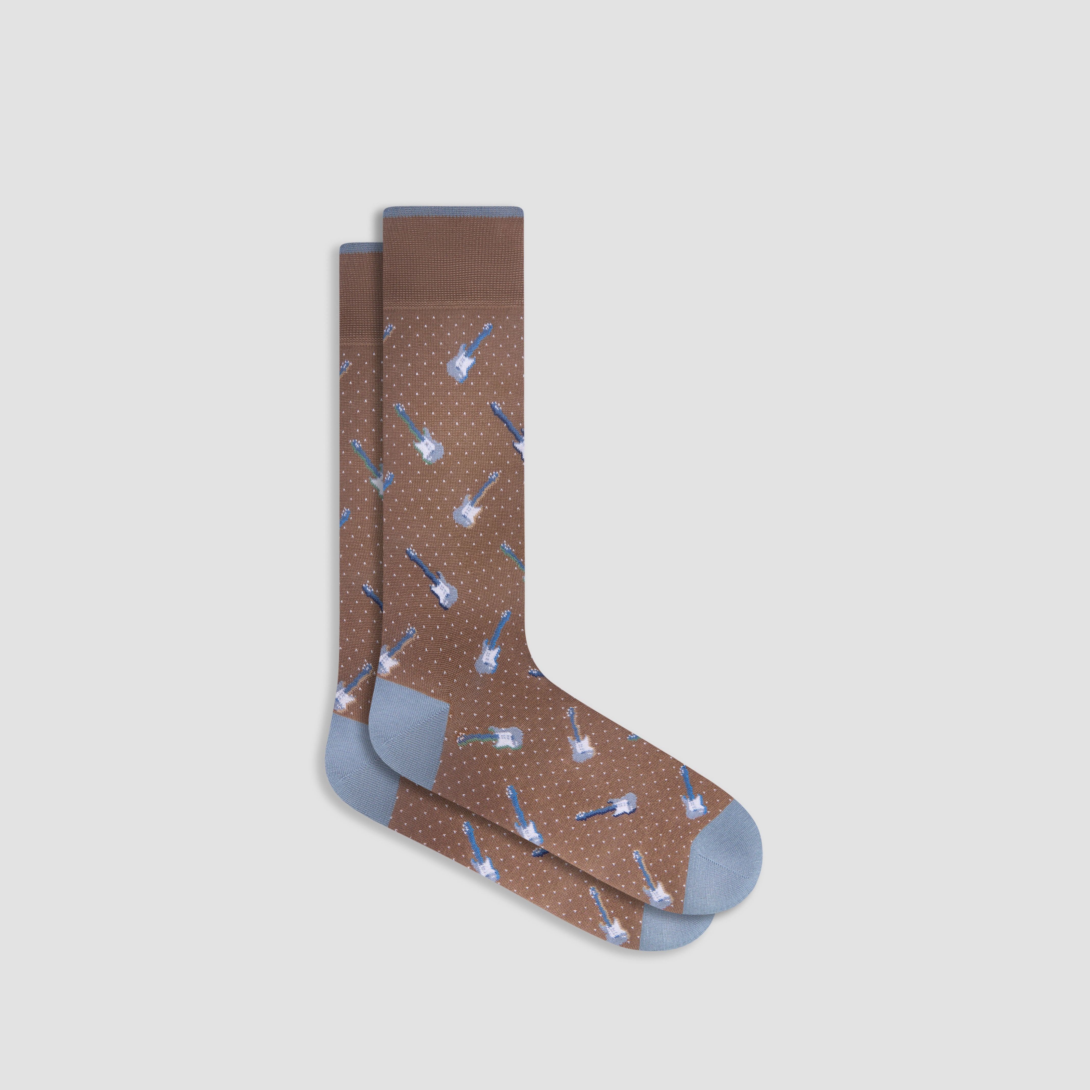 Premium Guitar Pattern Mid Calf Socks for Men & Women - Comfortable Cotton Blend Music Themed Crew Socks - Perfect for Musicians, Concerts & Casual Wear