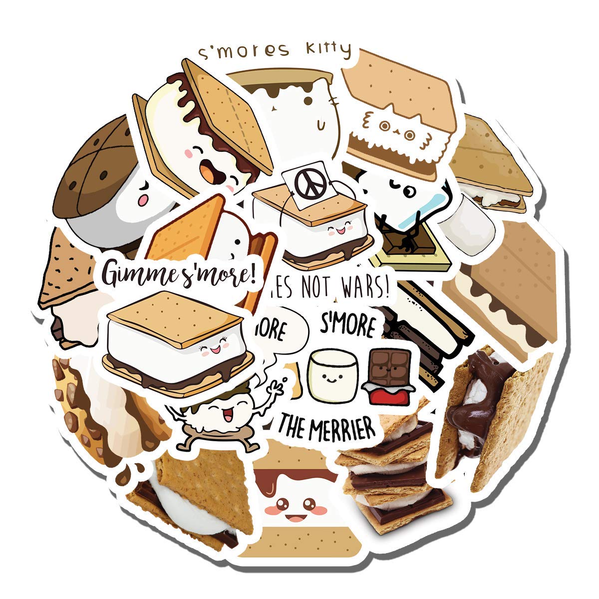 20 PCS Smores Aesthetic Vinyl Stickers - Colorful Waterproof Decals for Water Bottles, Laptops, Scrapbooking, Luggage, Skateboards - Perfect for DIY Crafts, School Supplies & Personalizing Belongings