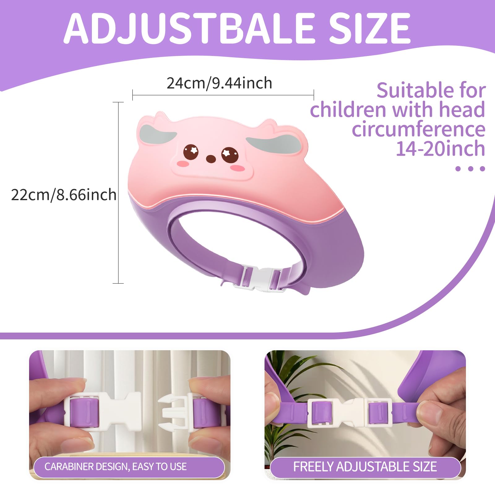 Soft Silicone Adjustable Cartoon Deer Shower Cap for Kids 1-10 Years Old - Fun Baby Shower Cap Shield for Toddlers - Perfect for Bath Time, Hair Washing & Water Play