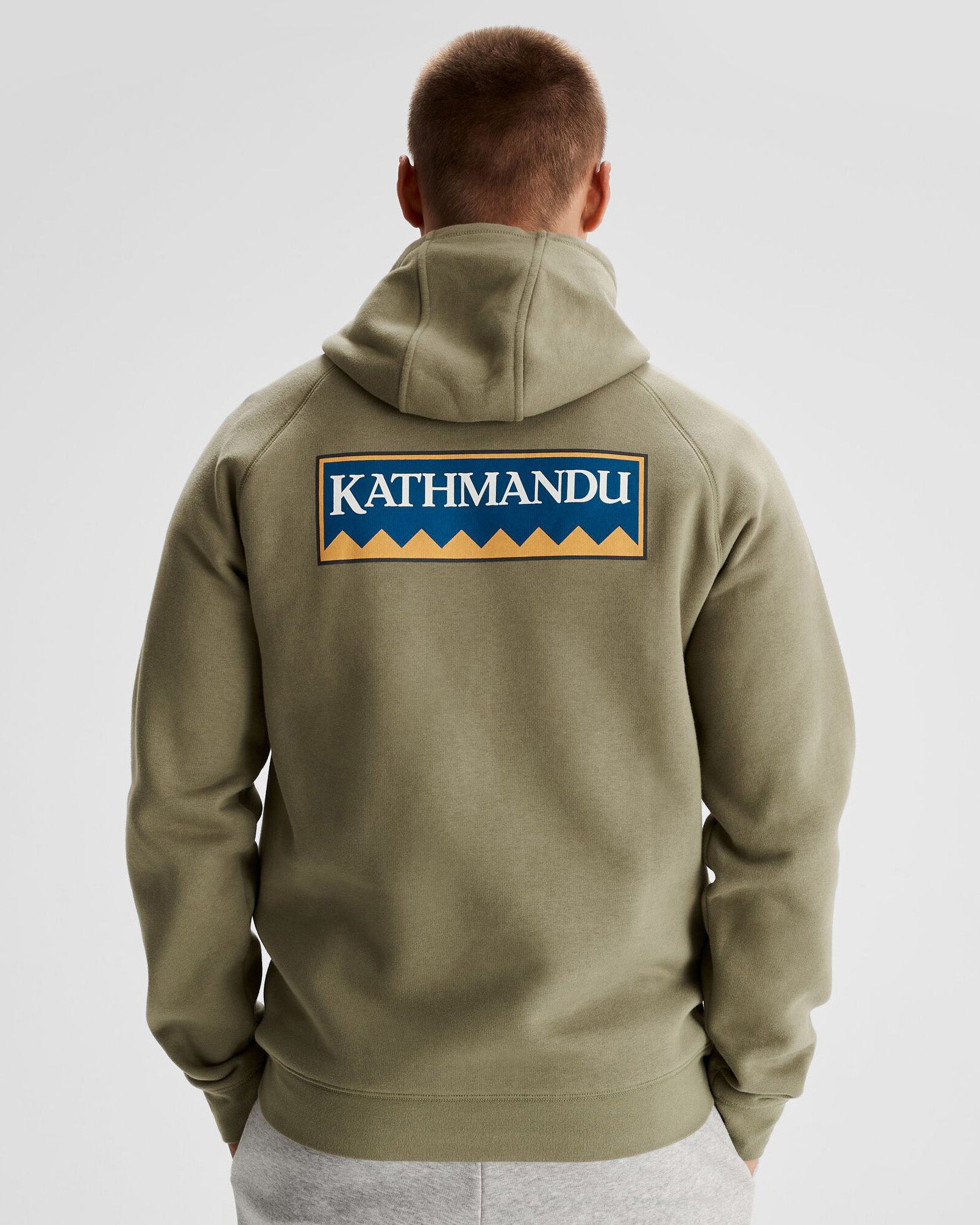 Men's Kathmandu Heritage Logo Slouchy Hoodie - Soft Cotton Pullover Sweatshirt for Casual Wear & Outdoor Adventures (Beech)