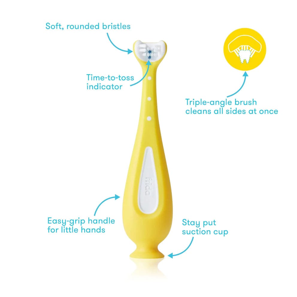Fridababy Grow With Me Training Toothbrush Set for Toddlers - Soft Bristle Baby Toothbrush Kit for Early Dental Care - Perfect for First Brushing & Teething Relief at Home or Travel