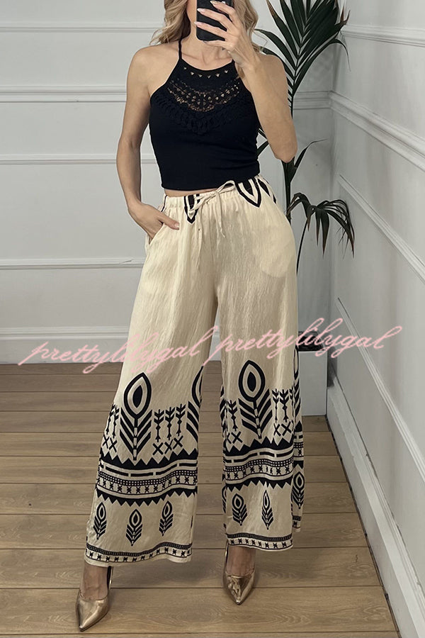 Stylish Elastic Waist Wide Leg Pants with Pockets - Comfortable Casual Women's Trousers for Work, Travel & Everyday Wear