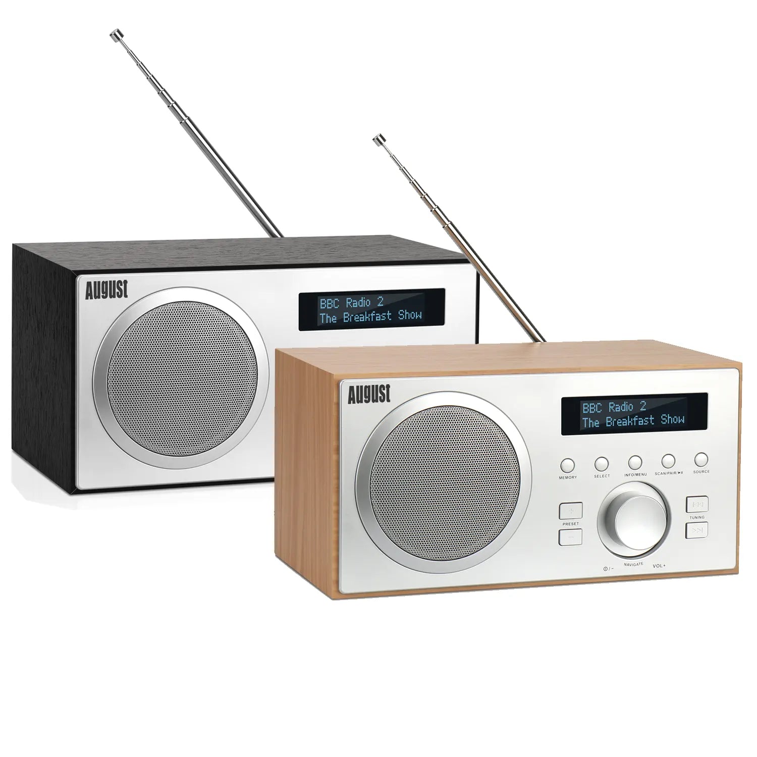 August MB420 Digital DAB+/FM Dual Alarm Clock with Bluetooth Speaker - Wake Up to Crystal Clear Radio & Music for Bedroom, Office, or Travel