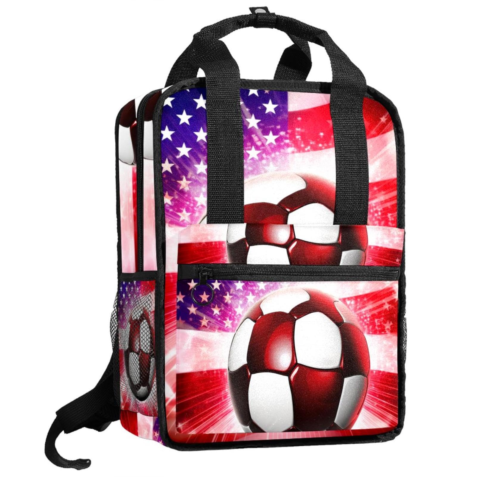 American Flag Football Travel Backpack - Durable Work & School Backpack for Men & Women - Perfect for Commuting, Hiking & Outdoor Adventures