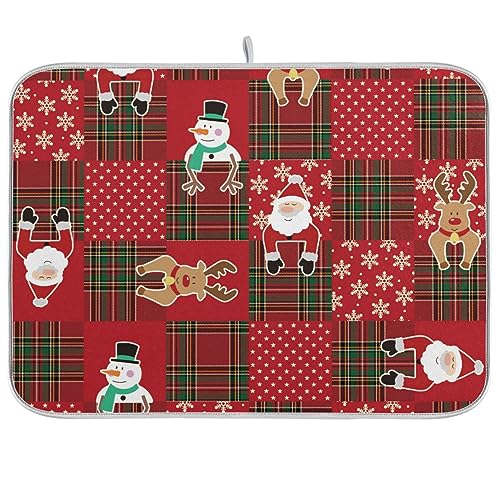 Christmas Snowman Deer on Buffalo Plaid