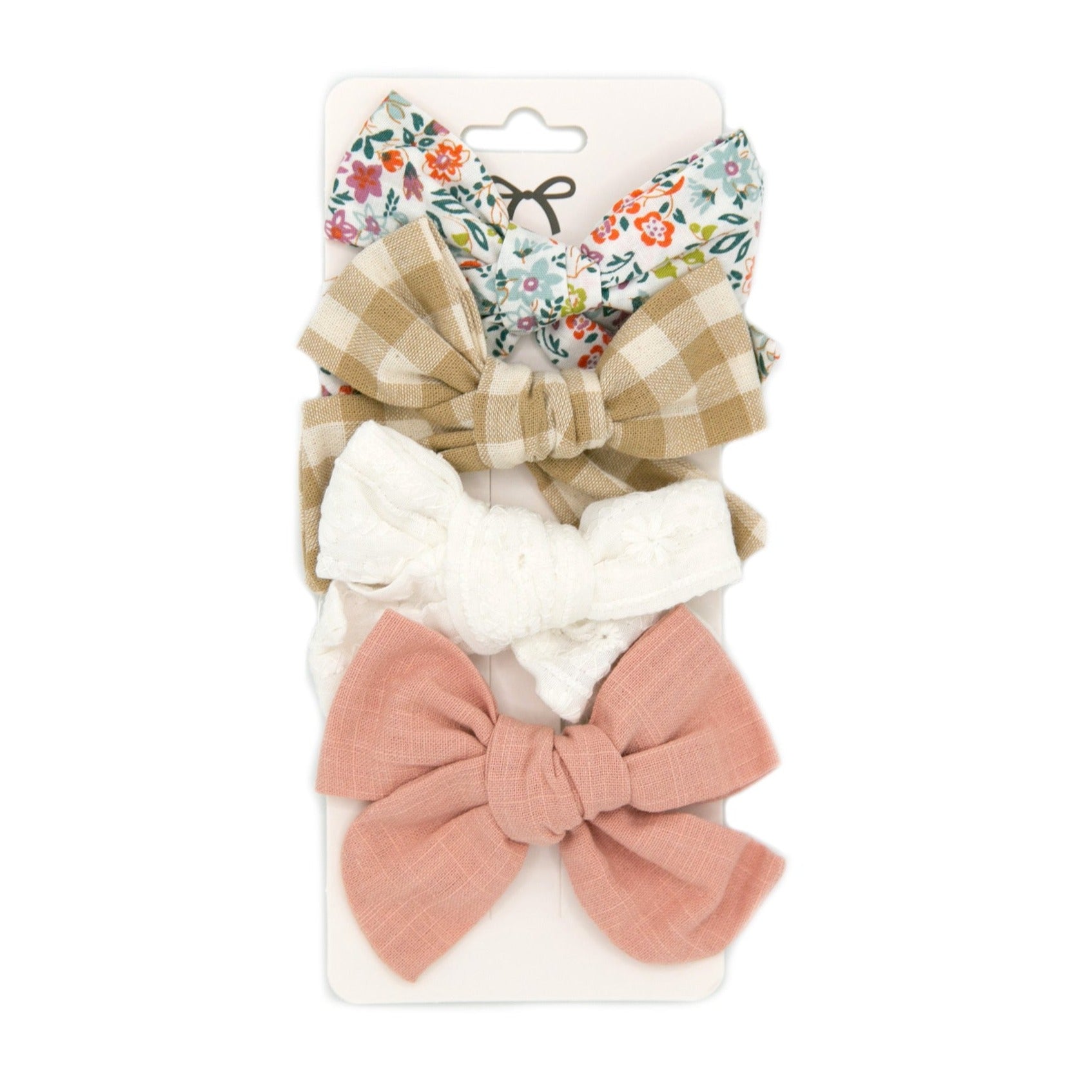 Bright Floral / Tan Check / Pure White Eyelet / Blush