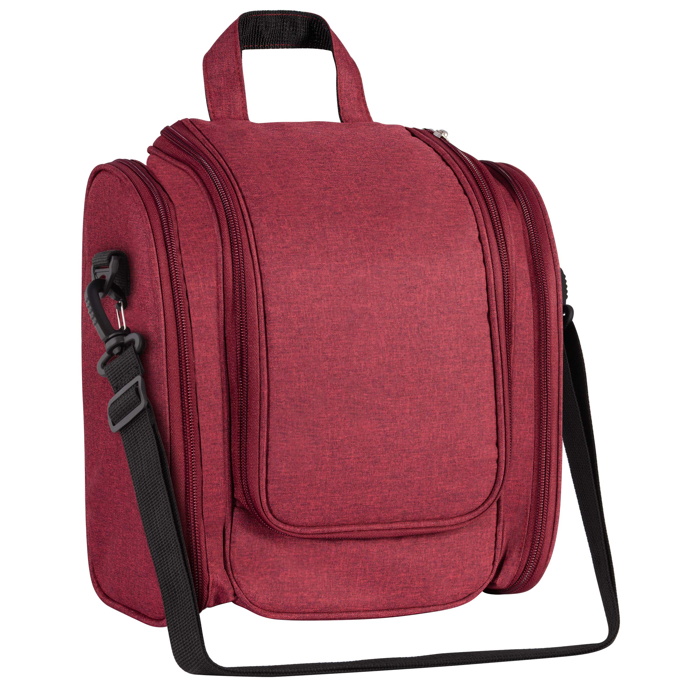 Multifunctional Hanging Travel Toiletry Bag for Women & Men - Waterproof Bathroom & Shower Organizer with Multiple Pockets - Perfect for Camping, Gym, Business Trips (Maroon)