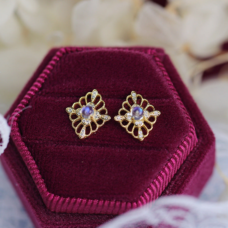 Vintage Moonstone Stud Earrings for June Birthstone – Hypoallergenic Sterling Silver Jewelry | Perfect Gift for Women, Birthday, Anniversary & Everyday Wear