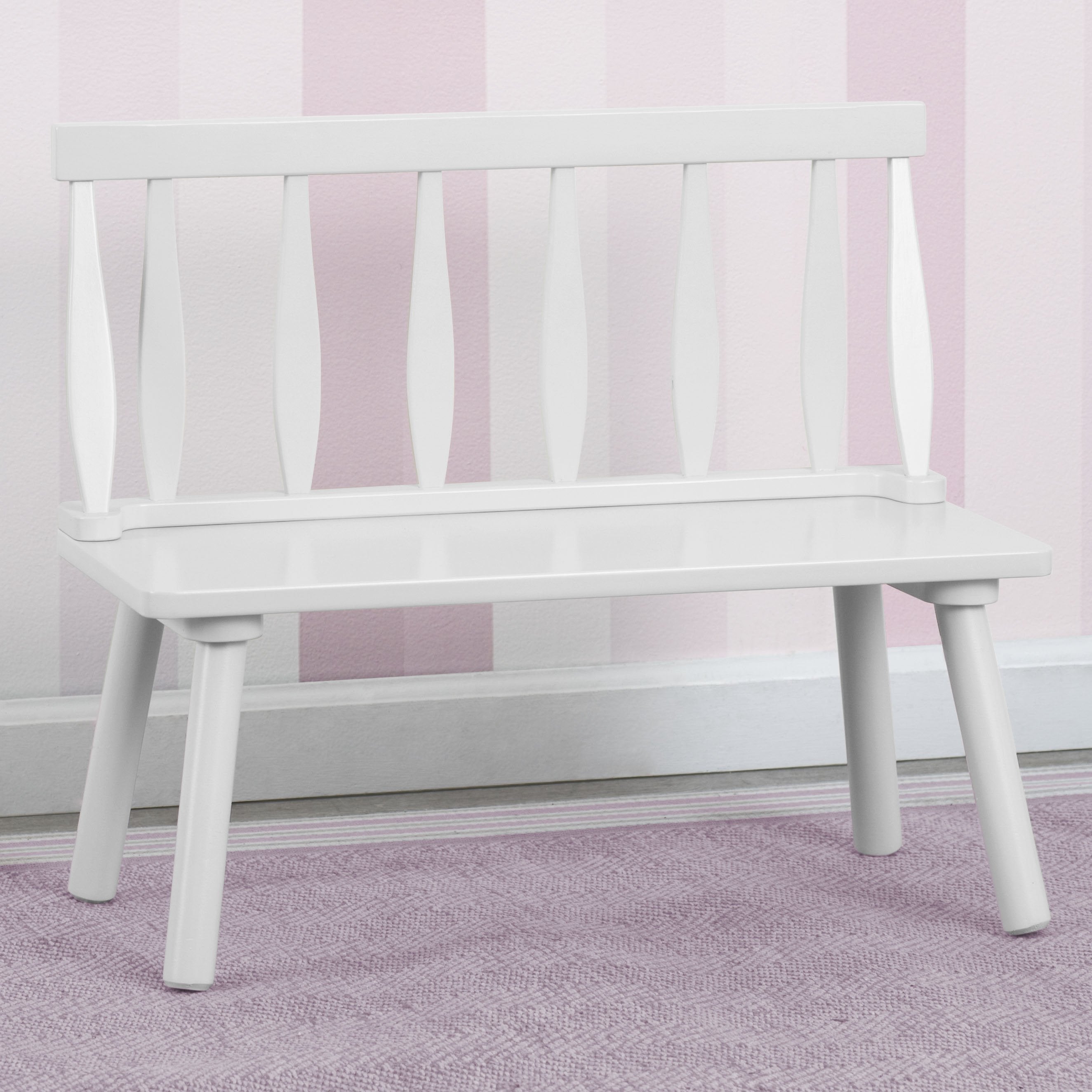 Kids Wooden Windsor Bench - Solid Wood Children's Chair for Playroom, Nursery & Bedroom - Perfect for Reading, Drawing & Relaxing