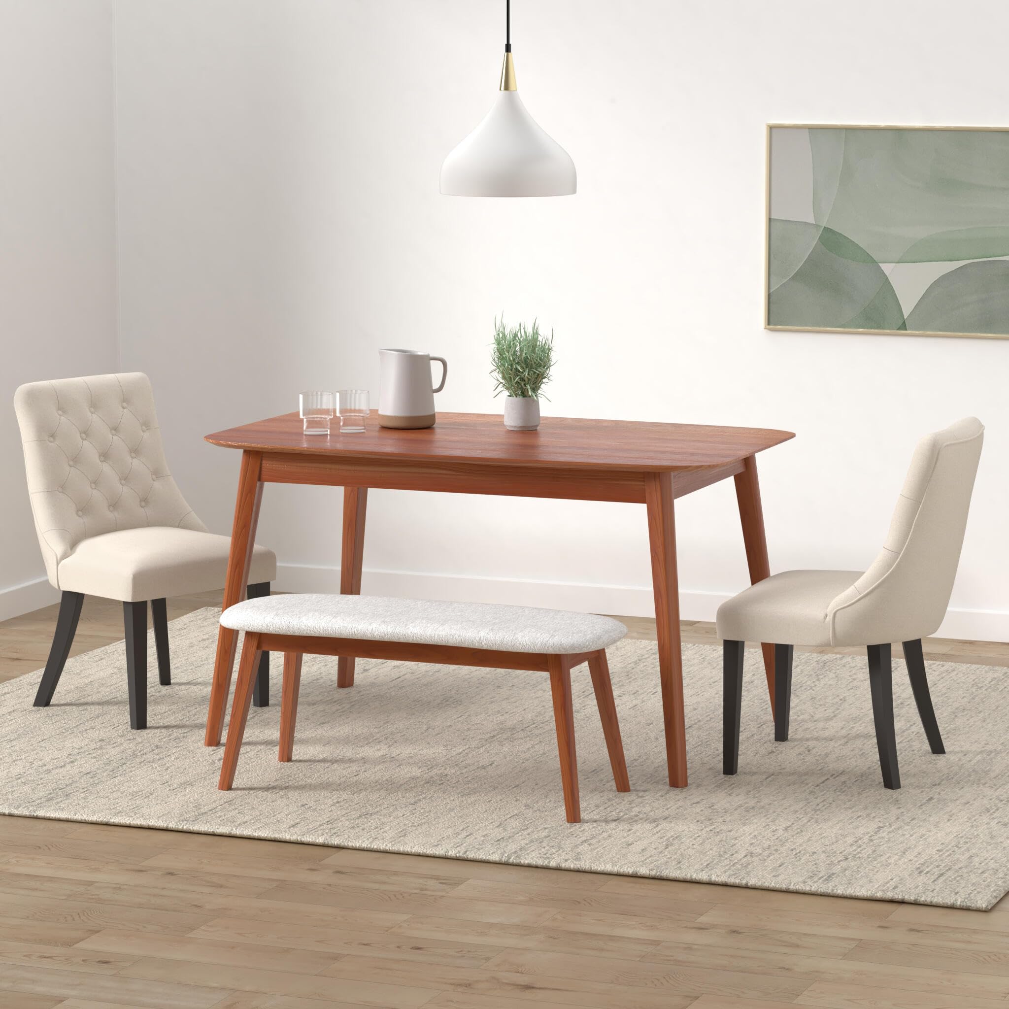 CHITA Farmhouse Tufted Dining Chairs Set of 2 - Modern Upholstered High Back Fabric Dining Room Chairs in Linen - Perfect for Kitchen, Dining Room, and Farmhouse Decor