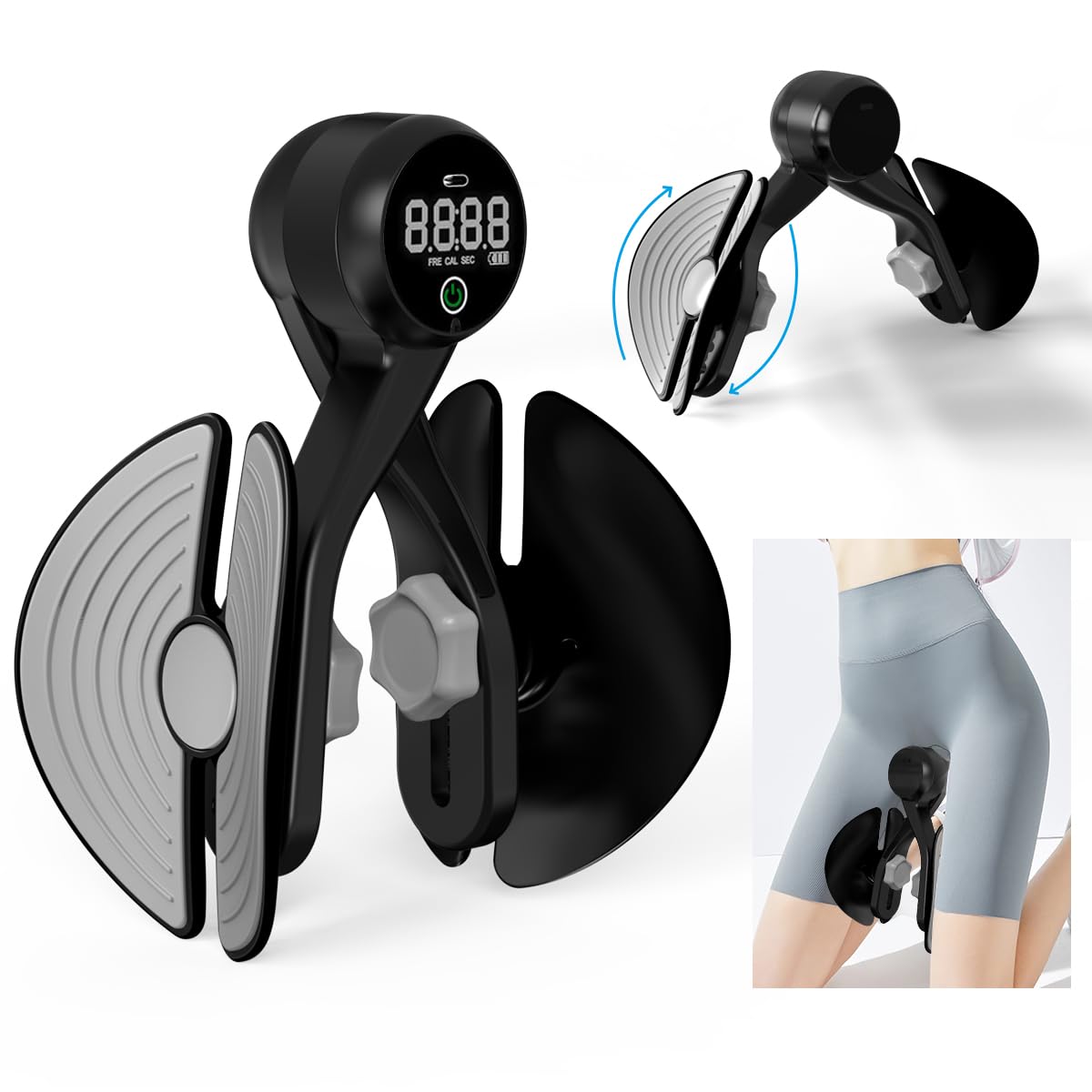 Thigh Master - Rechargeable Inner Thigh Exerciser with Counter | Adjustable 4-Level Resistance for Pelvic Floor, Kegel, Butt, Arm & Leg Workouts | Perfect for Home Gym, Postpartum Recovery & Fitness Training